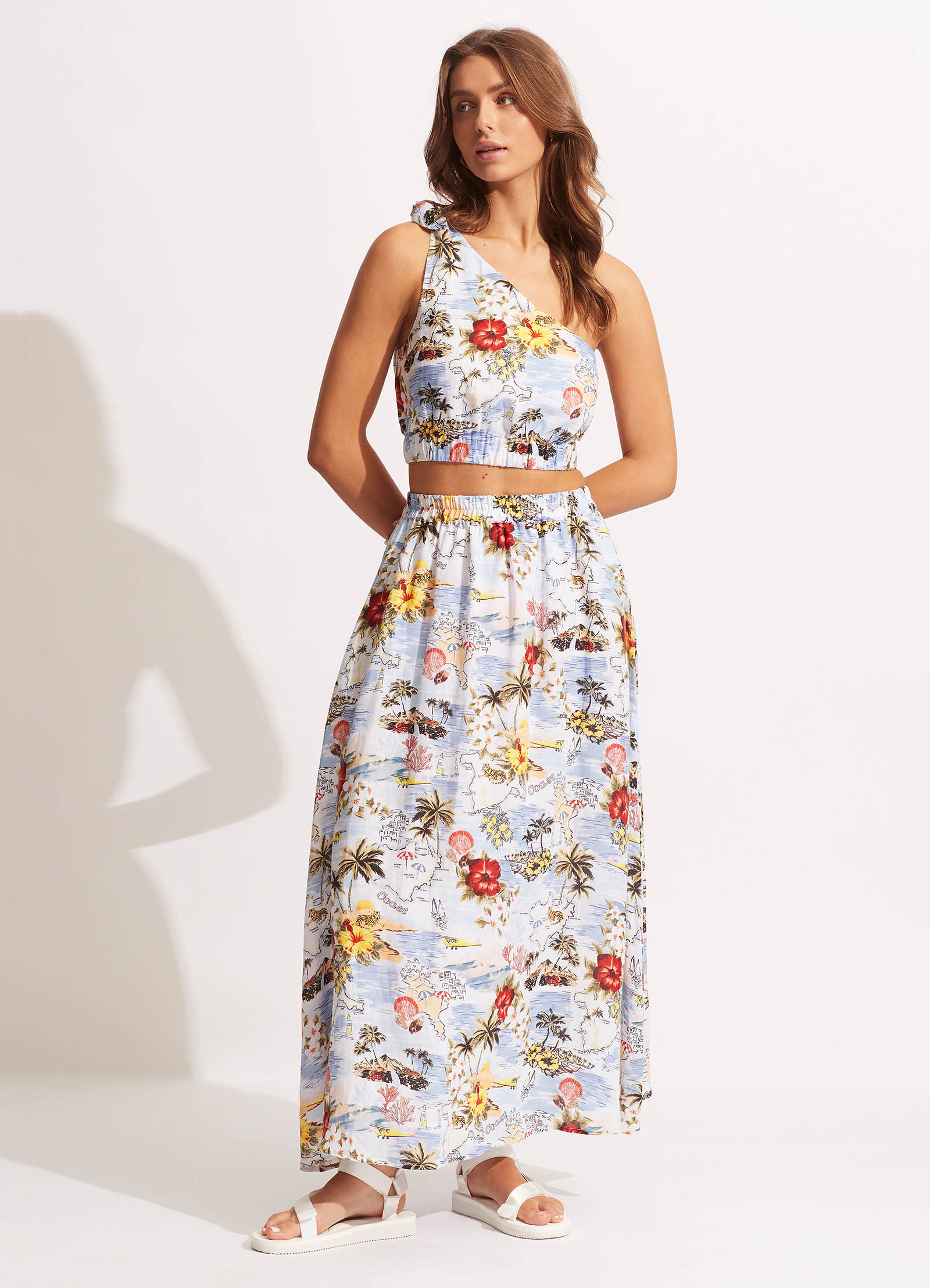 Coast To Coast One Shoulder Top Powder Blue - Stylish Women's Fashion for Parties, Beach & Night Out