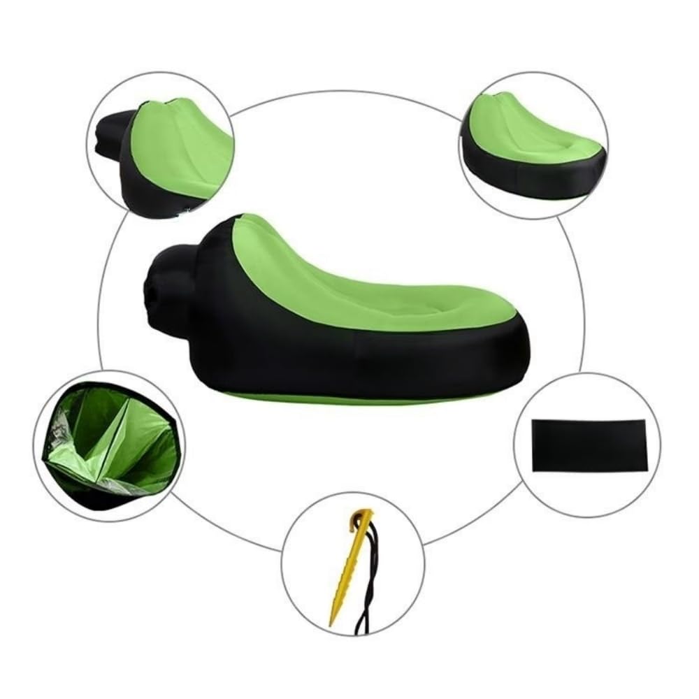 LUTEM Inflatable Couch - Portable Camping Chair with Quick Setup, 126x68x88.5cm Green Inflatable Sofa for Outdoor Adventures | Perfect for Beach, Picnic, Hiking, Backpacking & Backyard Relaxation