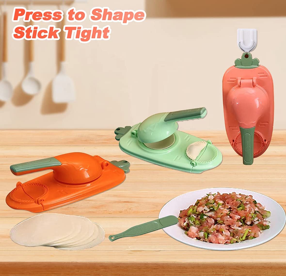 2 in 1 Dumpling Maker - Manual Dumpling Mould & Wrapper - Kitchen Baking Pastry Tool for Homemade Dumplings, Gyoza, Pierogi - Perfect for Family Cooking, Asian Cuisine, and Party Food Prep
