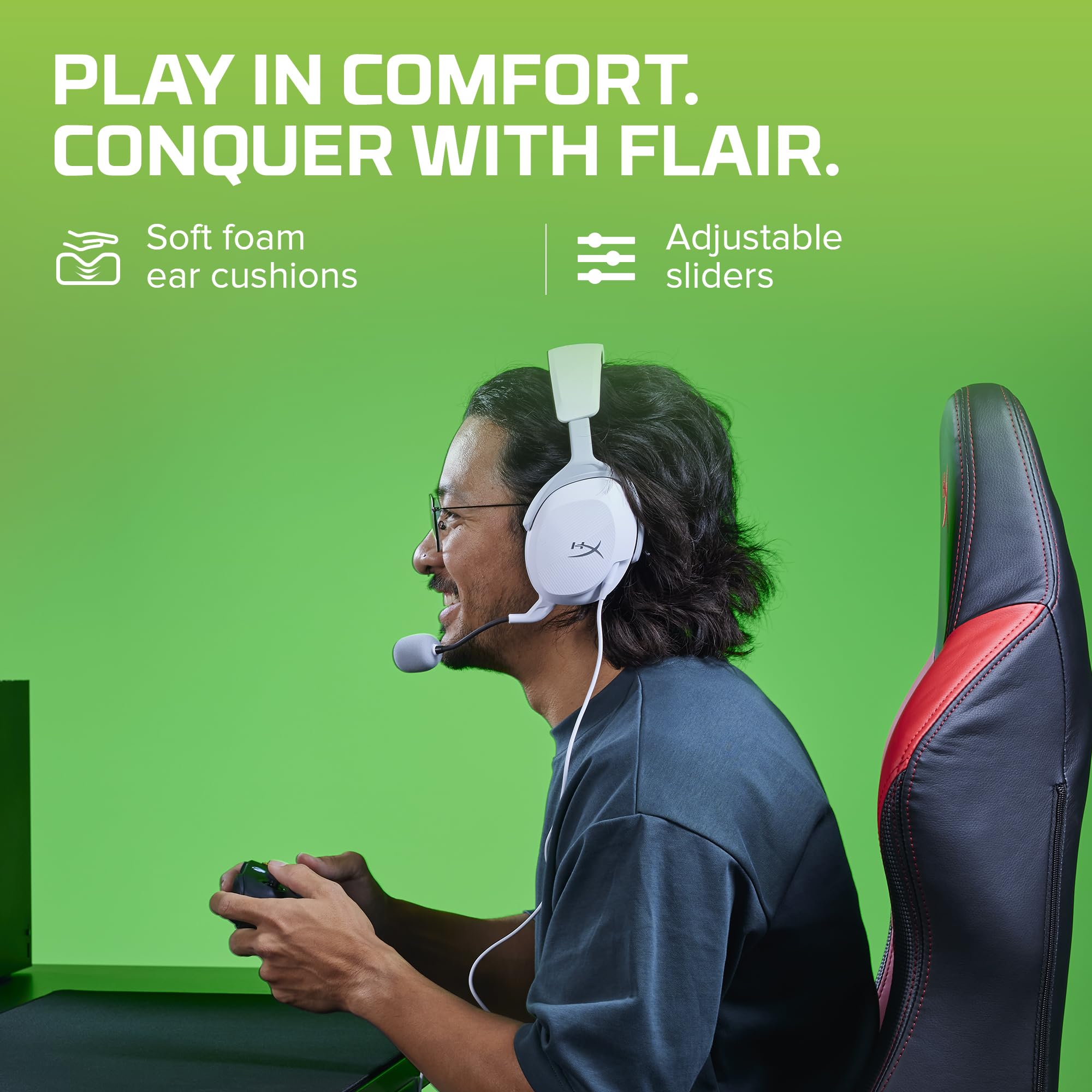 HyperX CloudX Stinger 2 Core - Wireless Gaming Headset for Xbox Series X|S & PC, Lightweight Over-Ear Headphones with Noise-Canceling Mic, Swivel-to-Mute, 40mm Drivers - White - Perfect for Competitive Gaming & Online Chat