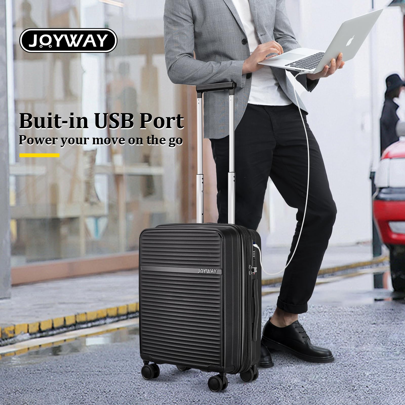 Joyway 20 Inch Expandable Carry-On Luggage - Airline Approved Hardshell Spinner Suitcase with TSA Lock & USB Charging Port - Perfect for Business Travel & Weekend Getaways