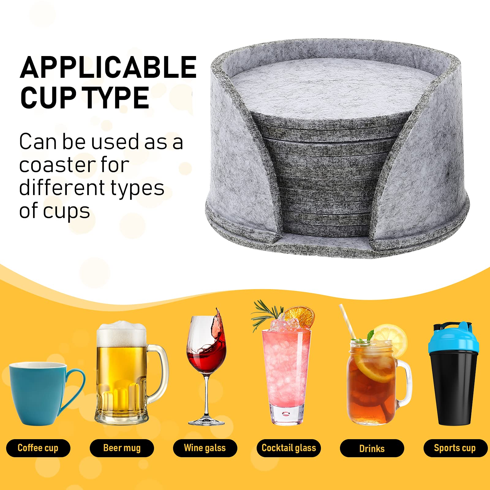 20-Piece Felt Coasters Set for Drinks - Double-Sided Non-Slip Cup Mats, Heat-Resistant Table Decor for Kitchen, Dining Room, Office - Perfect for Coffee, Beer, Wine & Hot Beverages - Ideal Home Warming Gift