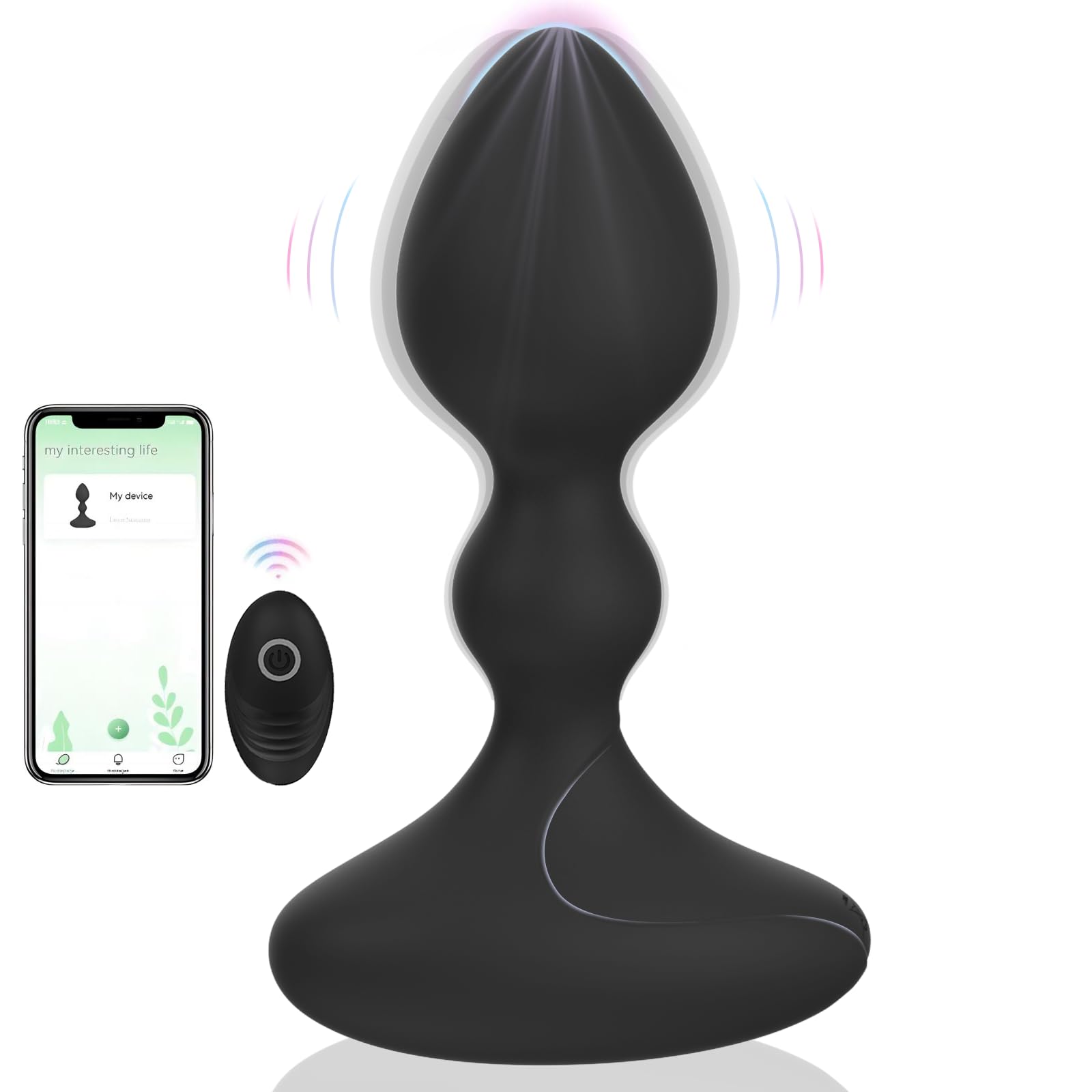 Remote Control Anal Plug Vibrator with APP - 10 Vibration Modes Prostate Massager for Men & Women, Couples Sex Toy - Perfect for Solo Play, Partnered Fun & BDSM Exploration (Black)