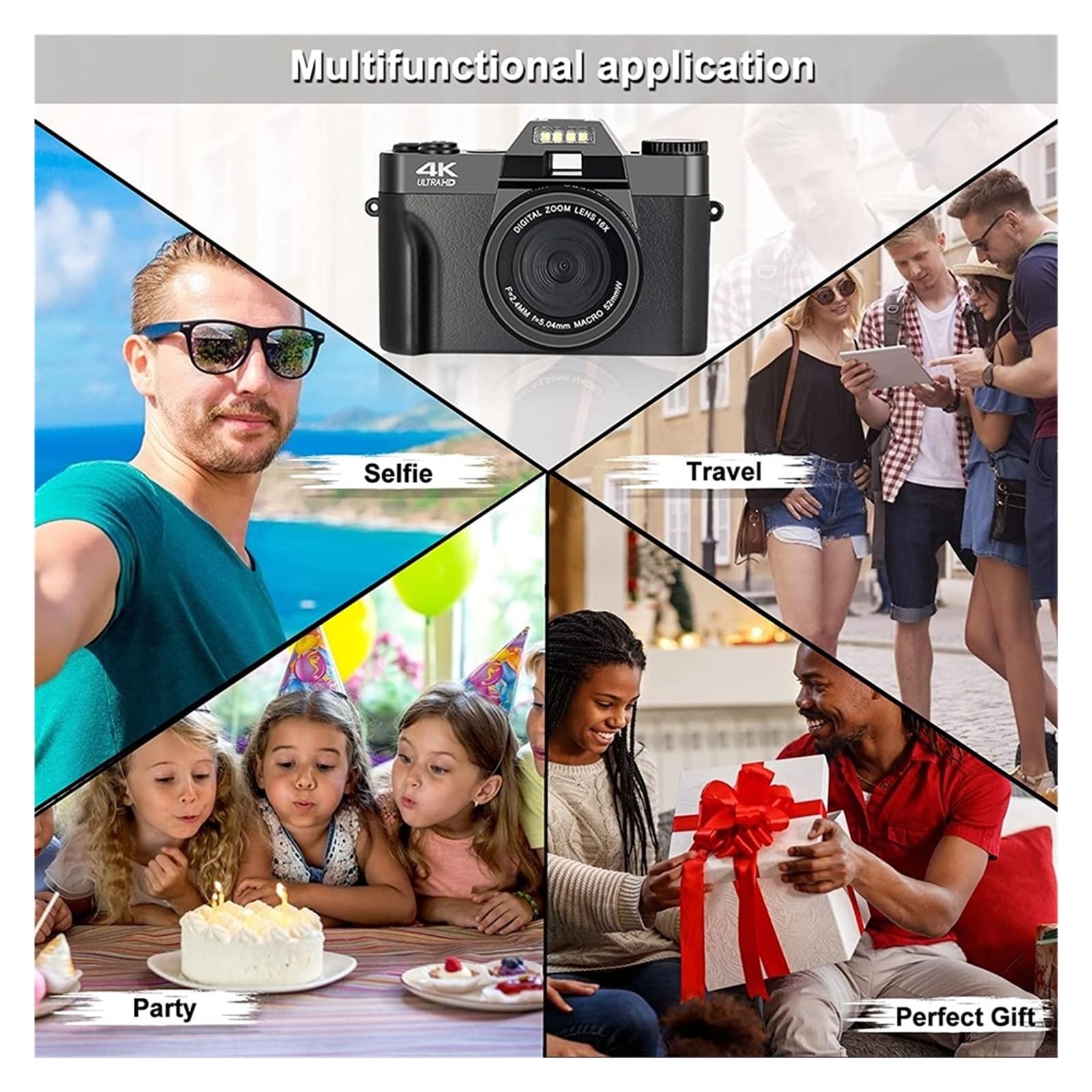 48MP Vlogging Camcorder with 180° Flip Screen & Wide Angle Lens - Perfect for YouTube & Travel Vlogging