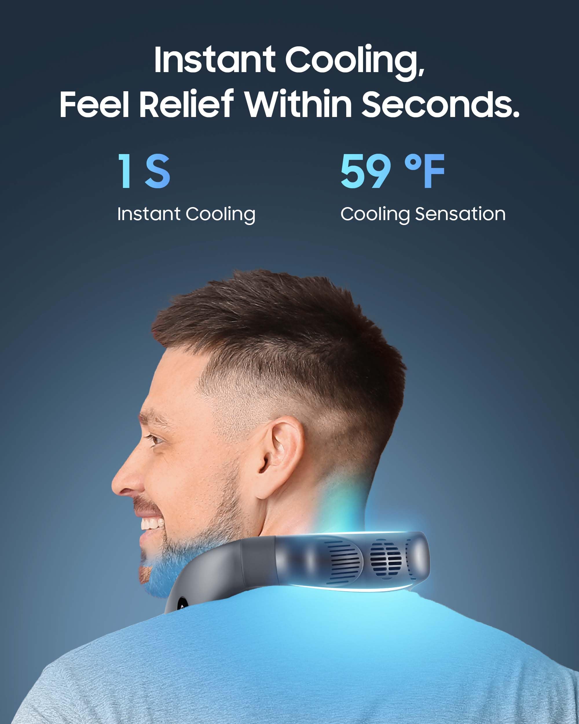 HIGO CoolMaster Pro Neck Fan - Portable Rechargeable Wearable Personal Air Conditioner with 4400mAh Battery | 2-in-1 Cooling Neck Fan for Outdoor, Office & Travel | Ergonomic Design in White