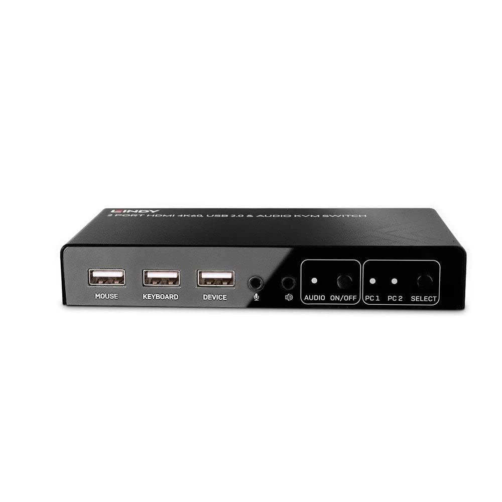 4K60Hz HDMI Switch with USB 2.0 & 2-Port Audio Output - 4K Ultra HD Video Switcher for Home Theater, Gaming & Office Setup - LINDY Premium Quality