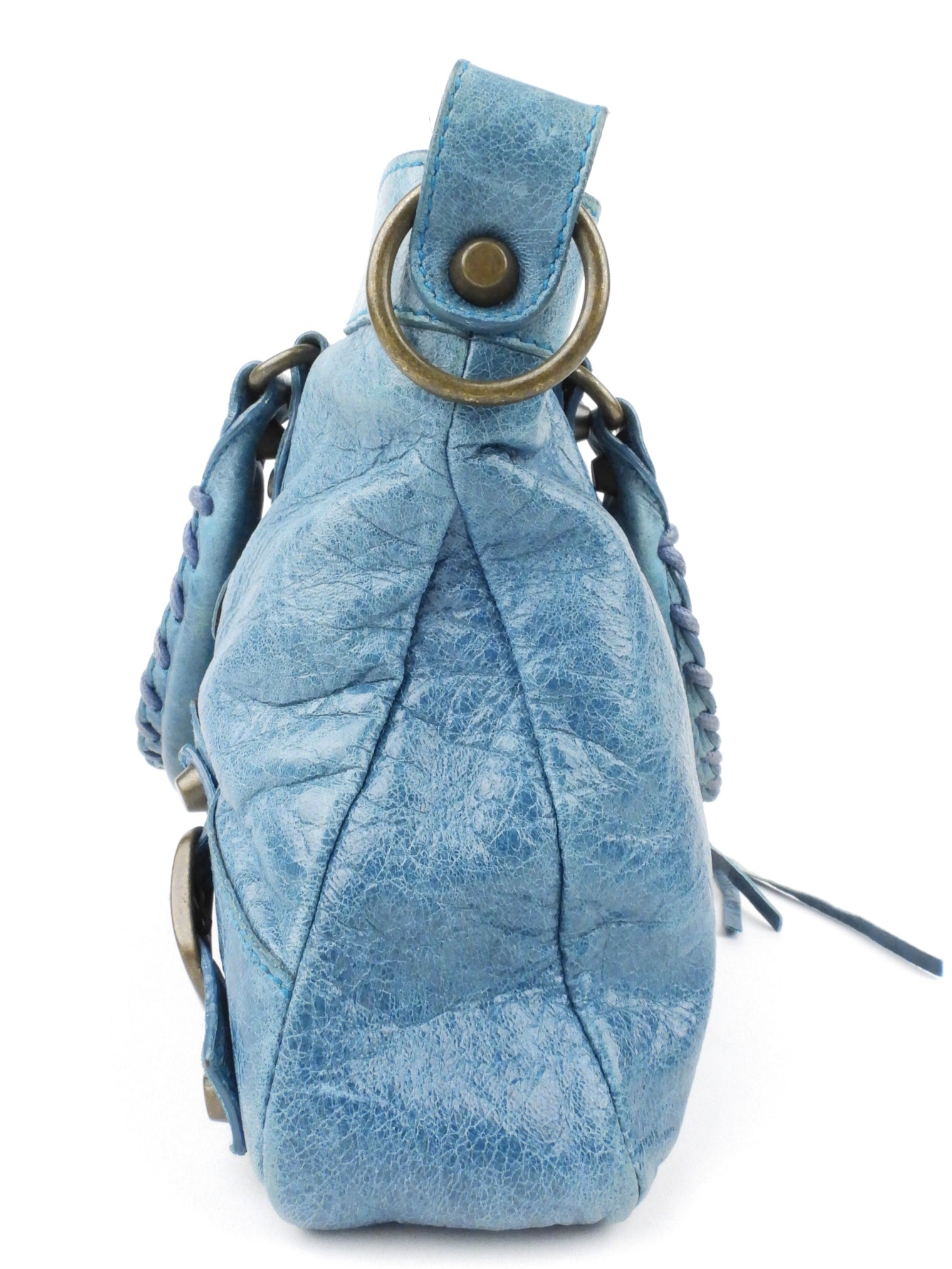 Balenciaga First Blue Lambskin Leather Moto Classic Two-Way Handbag - Luxury Crossbody & Shoulder Bag for Women, Perfect for Work, Travel & Evening Events
