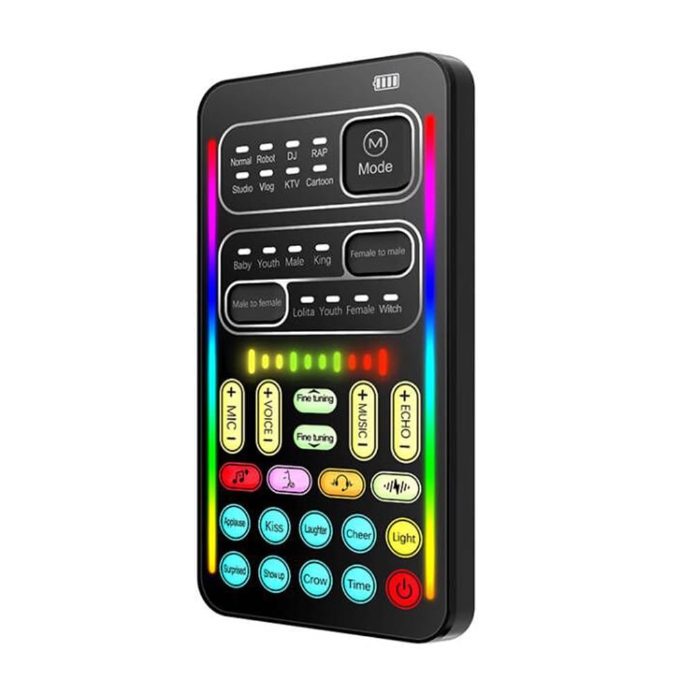Jrpzcv I9 Bluetooth Voice Changer with Multiple Audio Effects - Ultra-Thin Portable Live Sound Card & Mic for Streaming, Gaming, and Karaoke - Easy to Use for Content Creators