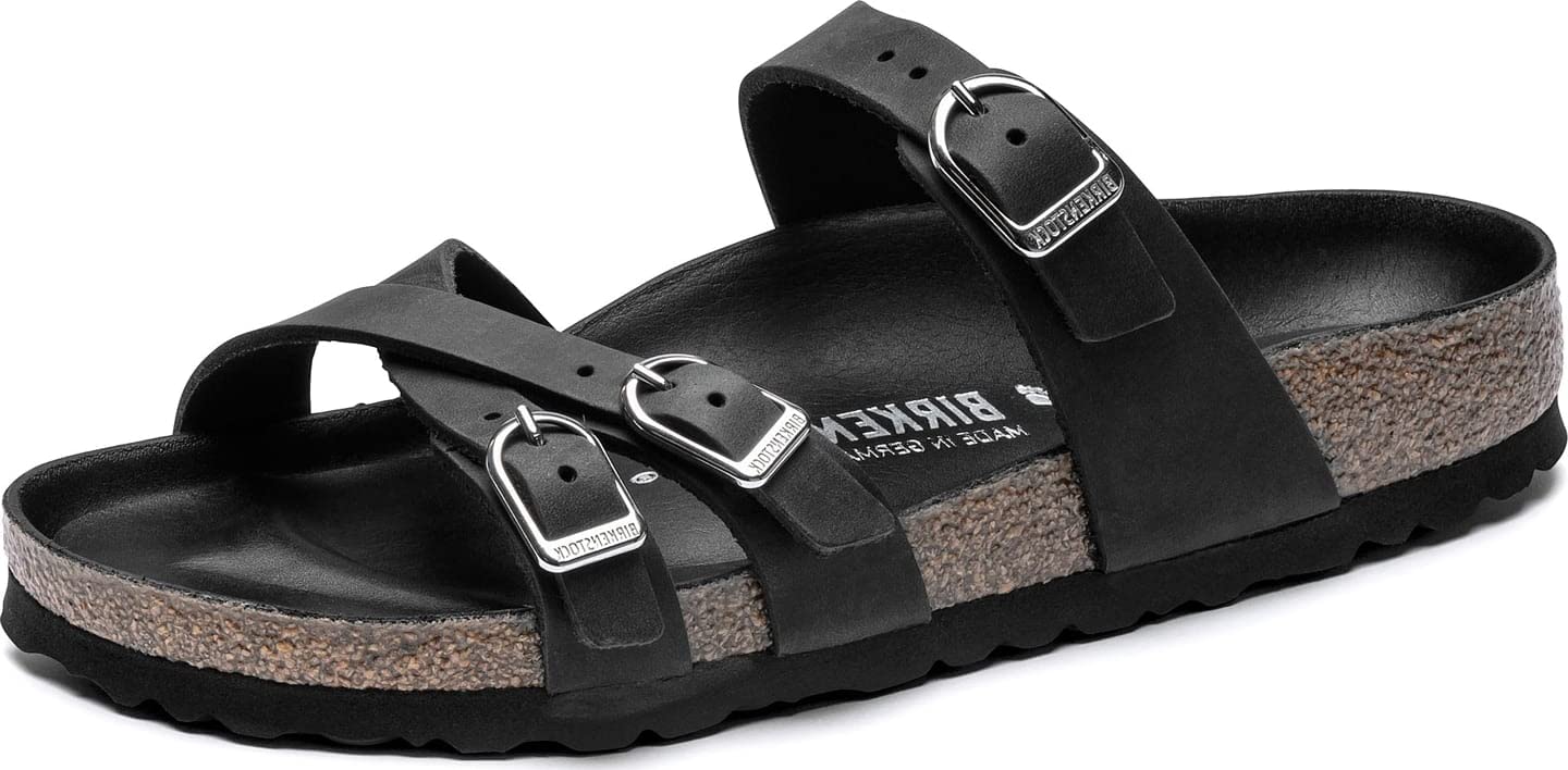 Birkenstock Franca Hex Black Oil Leather Sandals Women's Size 39 - Comfortable & Stylish for Casual Wear, Beach, and Summer Outfits