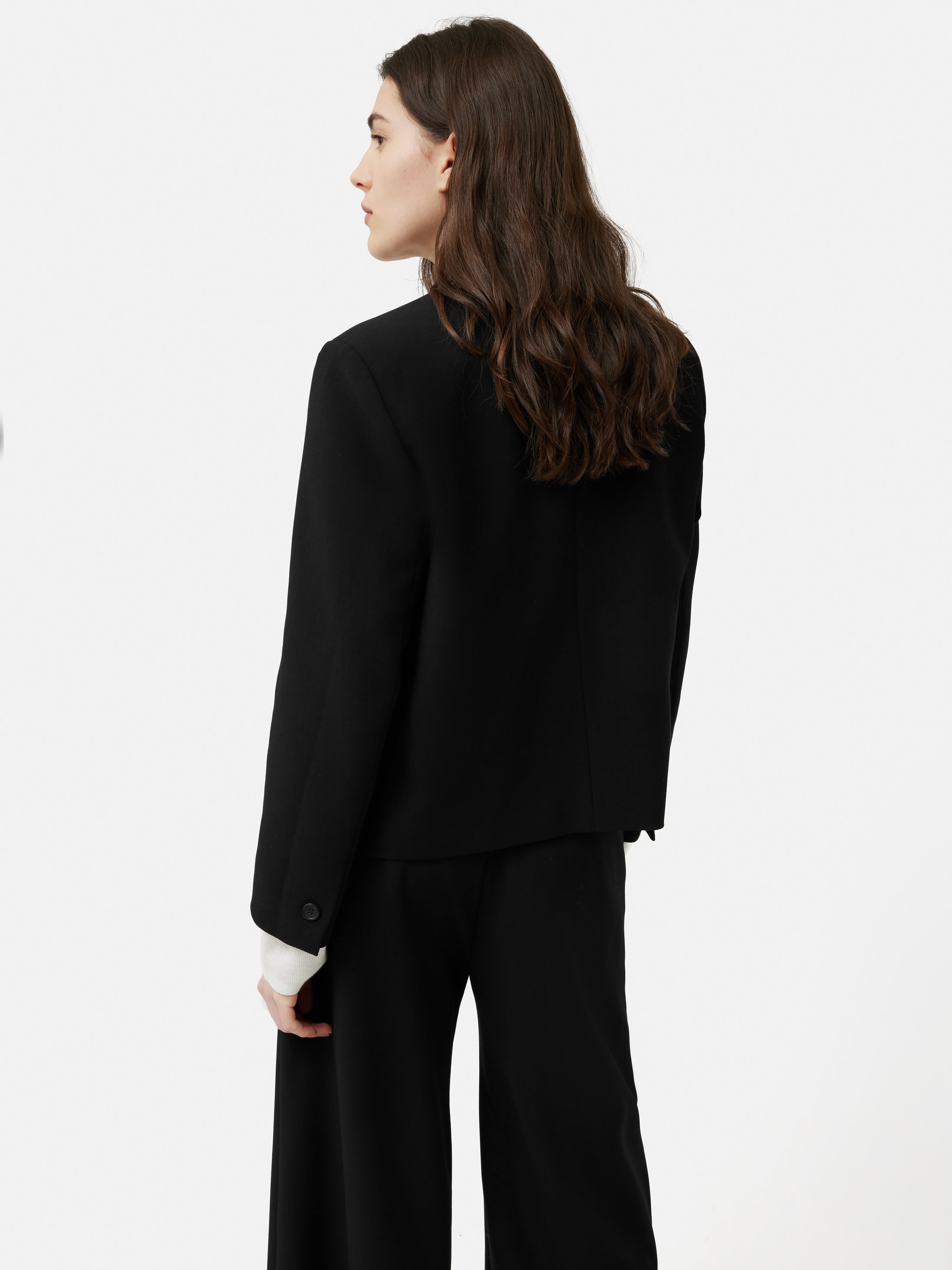 Italian Modern Crepe Short Jacket for Women - Black | Elegant Casual Blazer for Office, Date Night & Spring Outfits