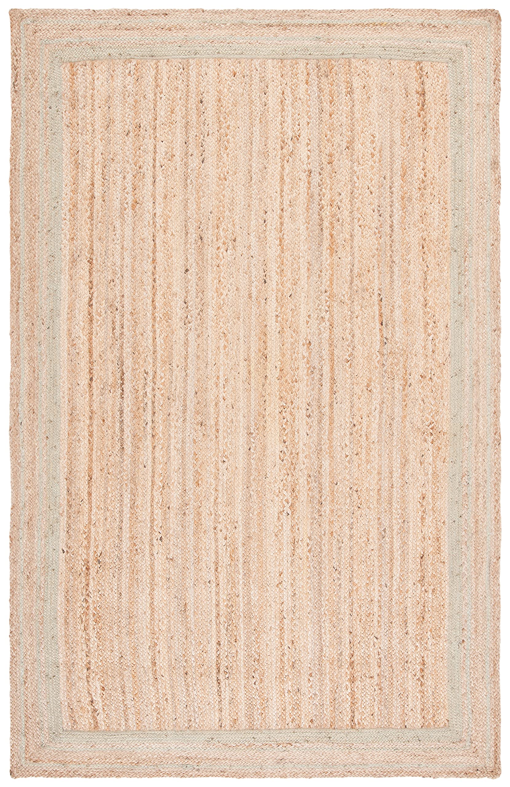 SAFAVIEH Handmade Natural Fiber Jute Area Rug - 6' x 9' Farmhouse Style with Green & Natural Border, Perfect for High Traffic Living Room, Bedroom & Dining Room | Durable & Eco-Friendly Floor Decor for Home & Office (NF109Y)