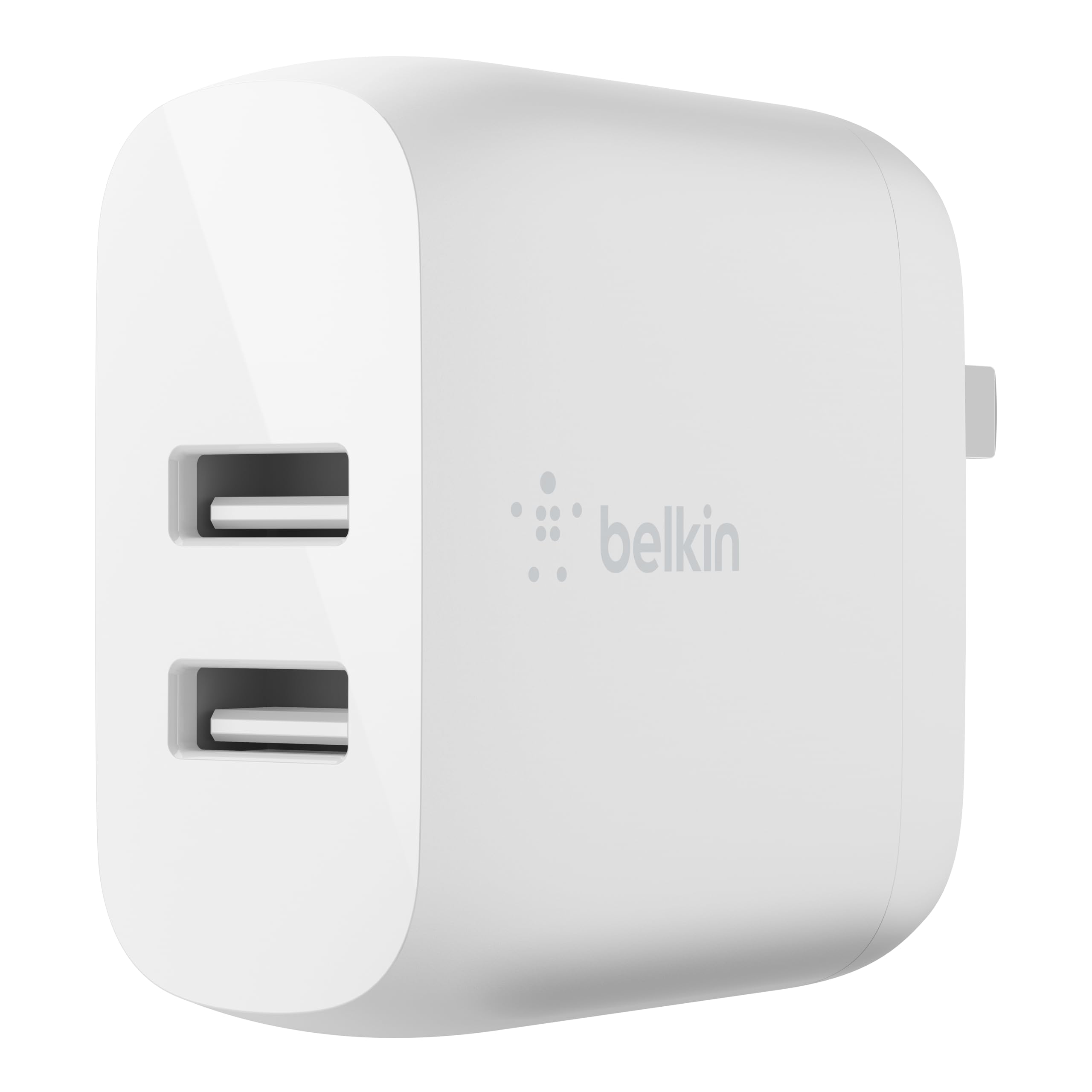 Belkin 24W Dual USB Wall Charger - Fast Charging for iPhone 13/12/11/Pro/Max/Mini, iPad, Samsung Galaxy S20/S20+/Ultra, Google Pixel 4 & More - Compact USB-A Power Adapter (White) - Perfect for Home, Office & Travel Charging