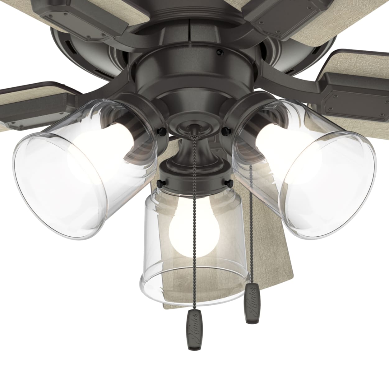 Hunter 42 Inch Crestfield Three Light Noble Bronze Low Profile Ceiling Fan with Remote Control - Perfect for Bedroom, Living Room, and Office Spaces