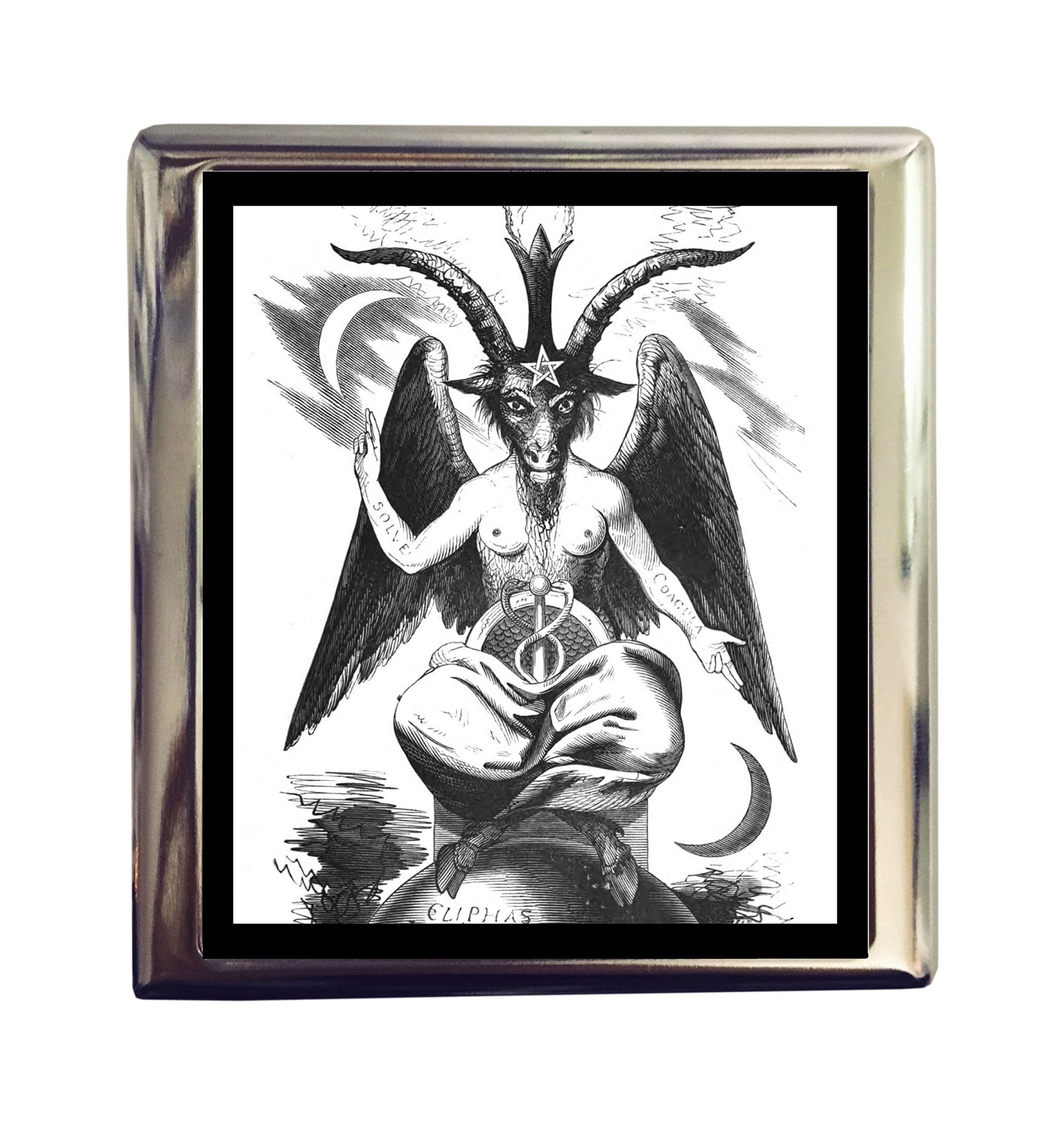Baphomet Cigarette Case - Gothic ID Wallet for Business Cards & Occult Accessories