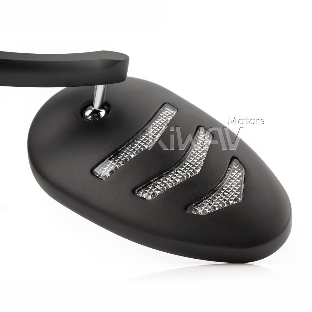 KiWAV Arrow Black Motorcycle Mirrors with LED Running Lights & Turn Signals - Compatible with Harley Davidson for Enhanced Visibility & Safety - Perfect for Night Riding & Urban Commuting