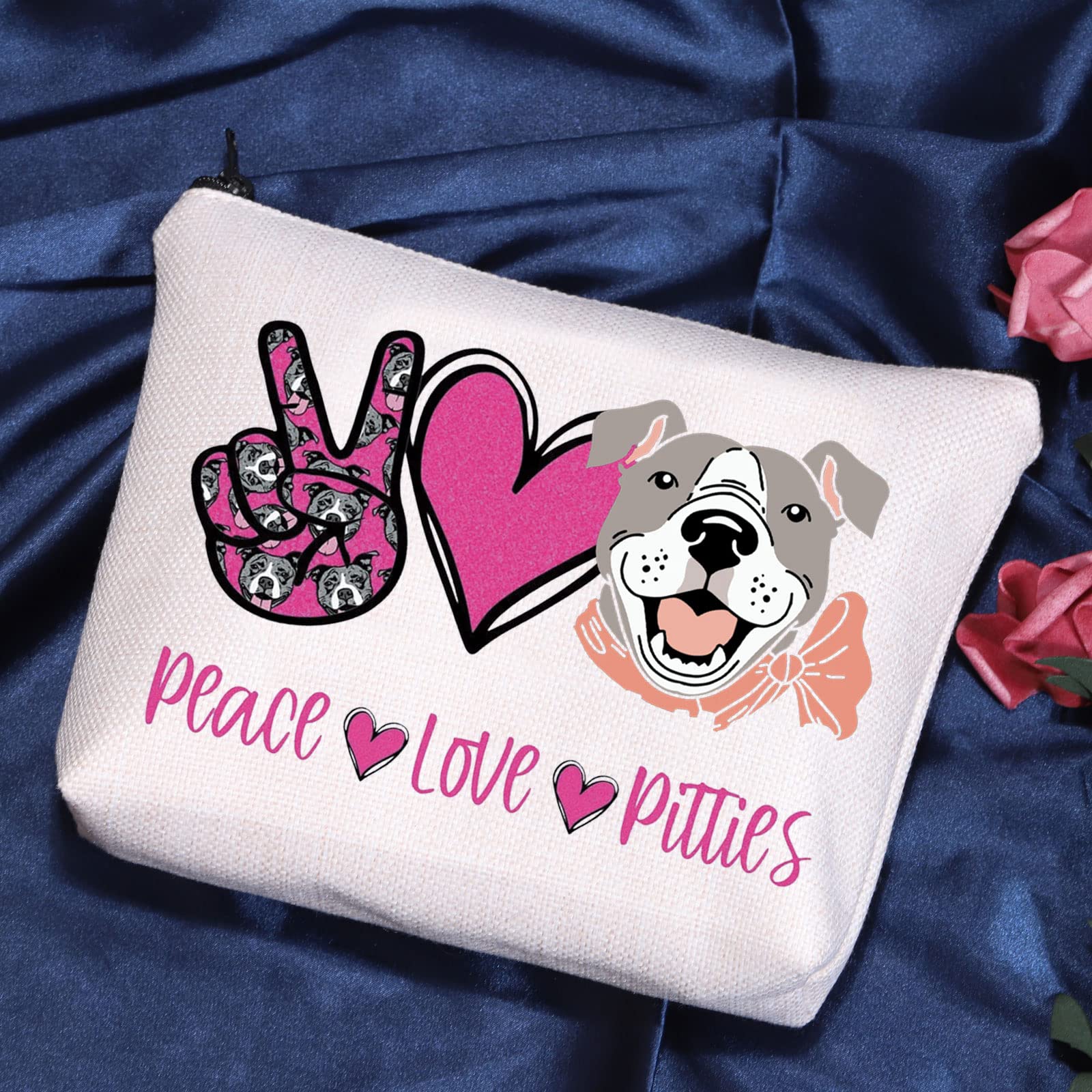 POFULL Pitbull Makeup Bag - Dog Lovers Gift for Pittie Moms - Travel & Storage