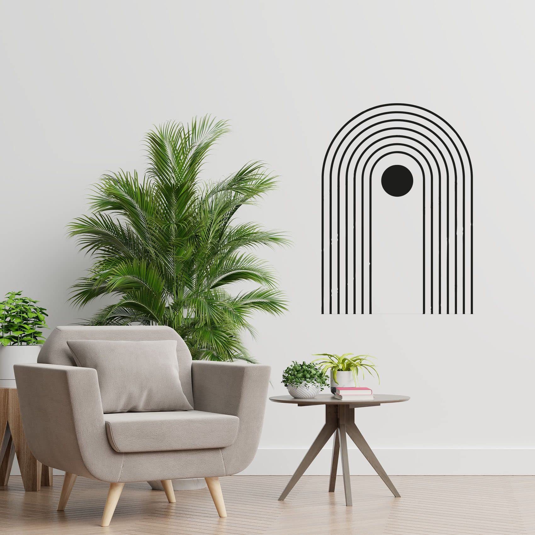 Boho Rainbow Arch Circle Abstract Wall Decal - Modern Bohemian Vinyl Sticker for Kids Room, Nursery, Bedroom Decor - 10x6 Inch - Perfect for Girls, Boys, Fun Home Wall Art & Creative Space Design