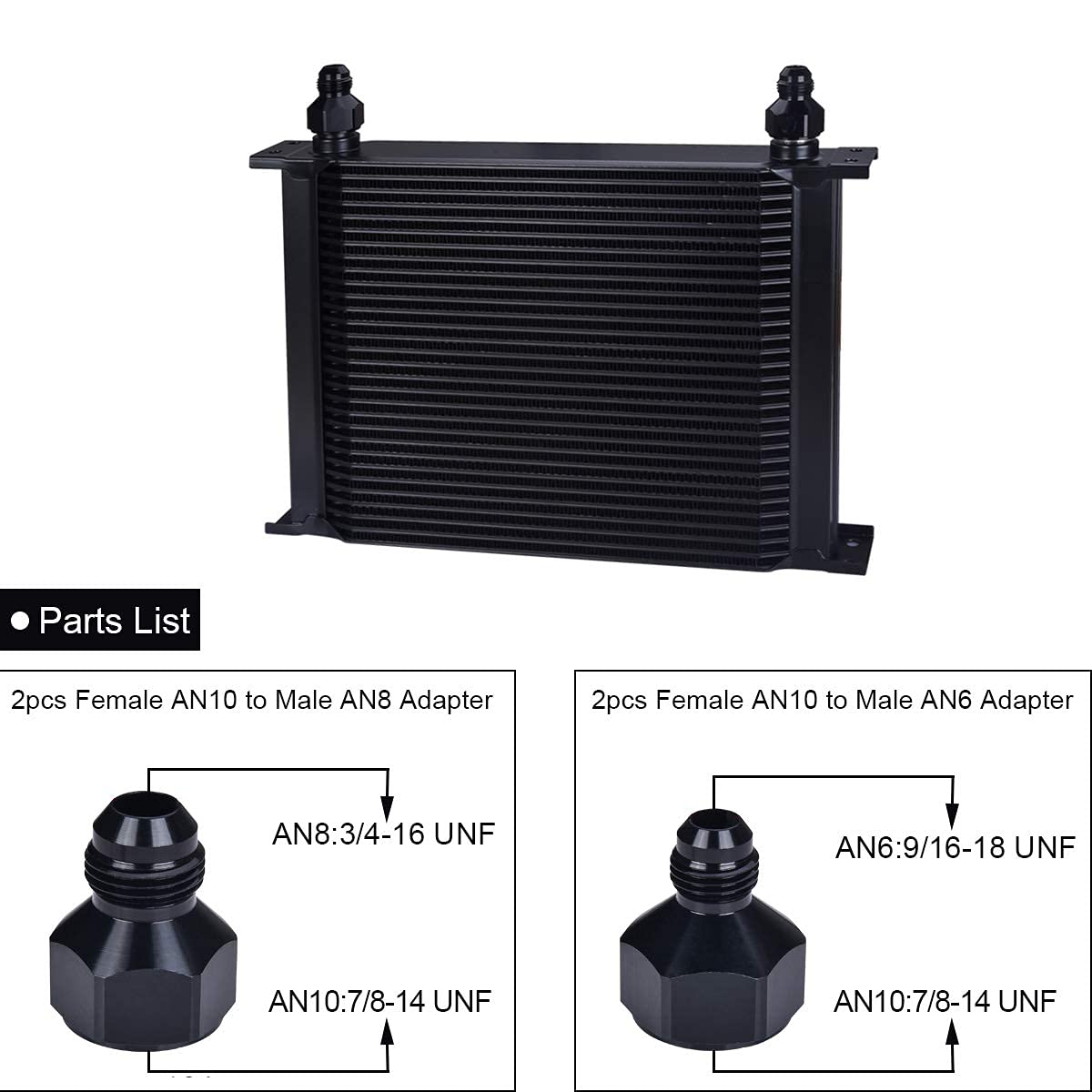 EVIL ENERGY 30 Row AN10-10AN Stacked Plate Oil Cooler with 6AN/8AN Adapter & 20FT Black Braided Nylon Fuel Line Kit - Universal Engine & Transmission Cooling for High-Performance Cars, Trucks, and Racing Vehicles