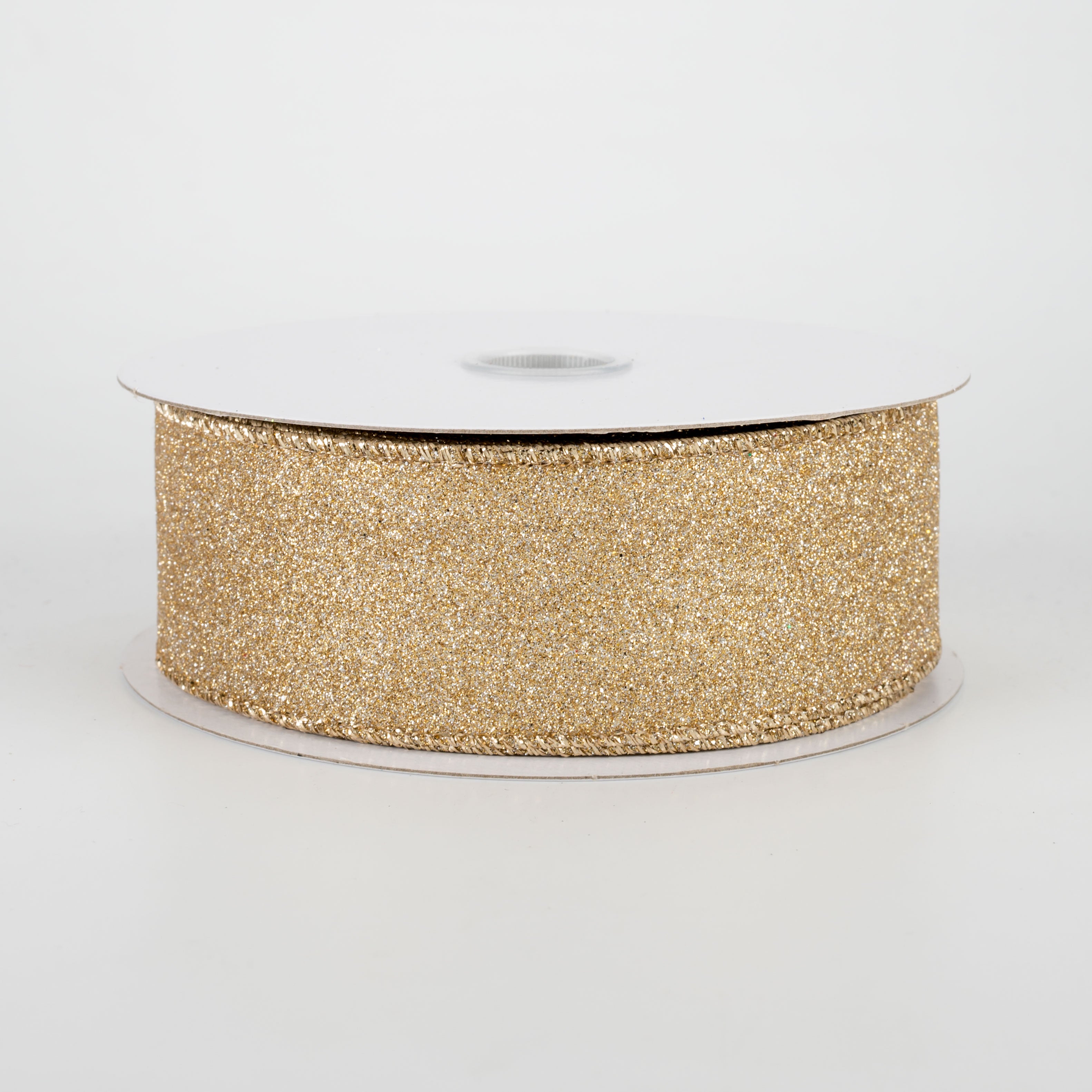 1.5 Inch Champagne Gold All Flat Glitter Ribbon - 10 Yards for Gift Wrapping, Party Decorations, DIY Crafts, and Scrapbooking