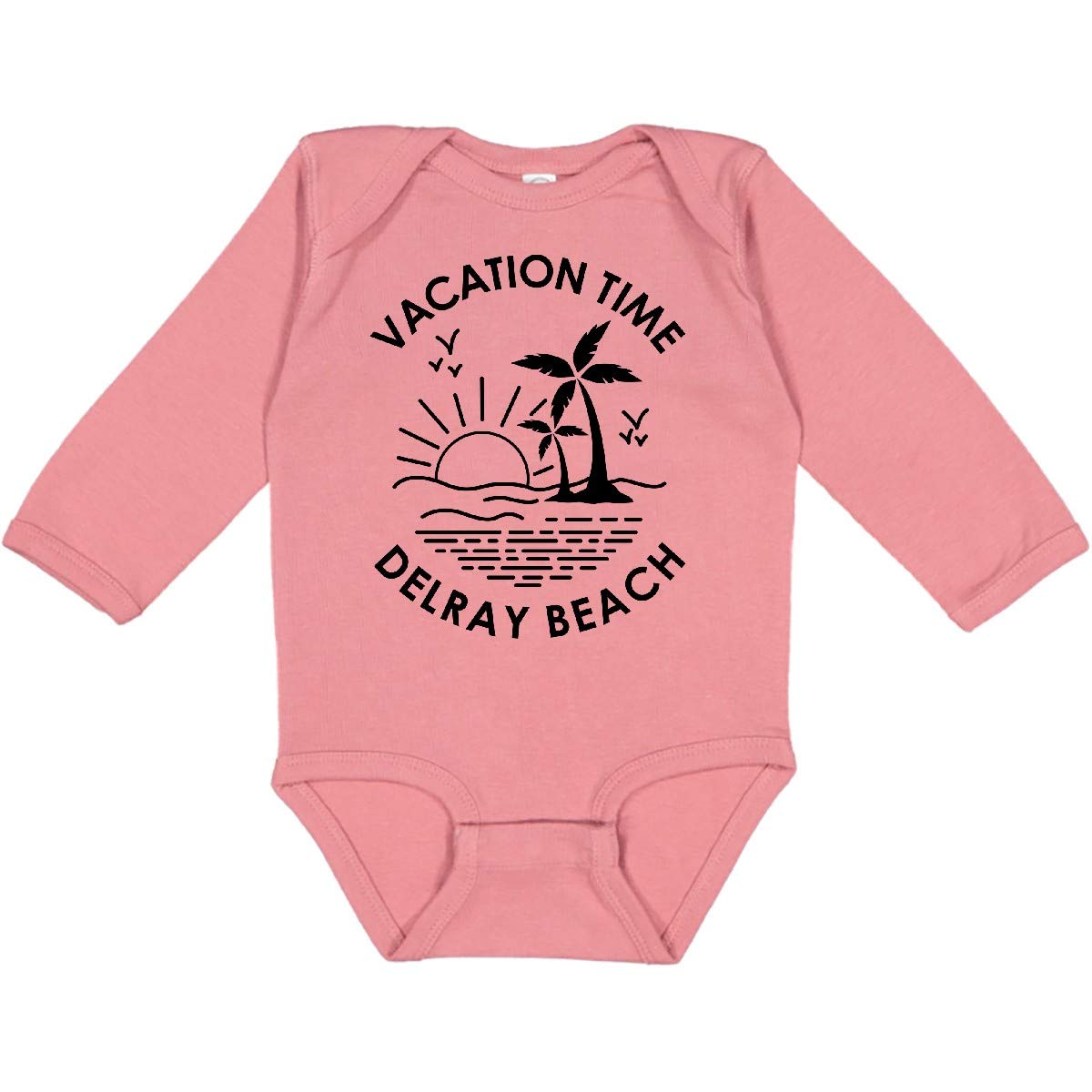 Inktastic Vacation Time in Delray Beach Long Sleeve Baby Bodysuit - Soft Cotton Onesie for Newborns & Infants - Perfect for Beach Trips & Family Photos