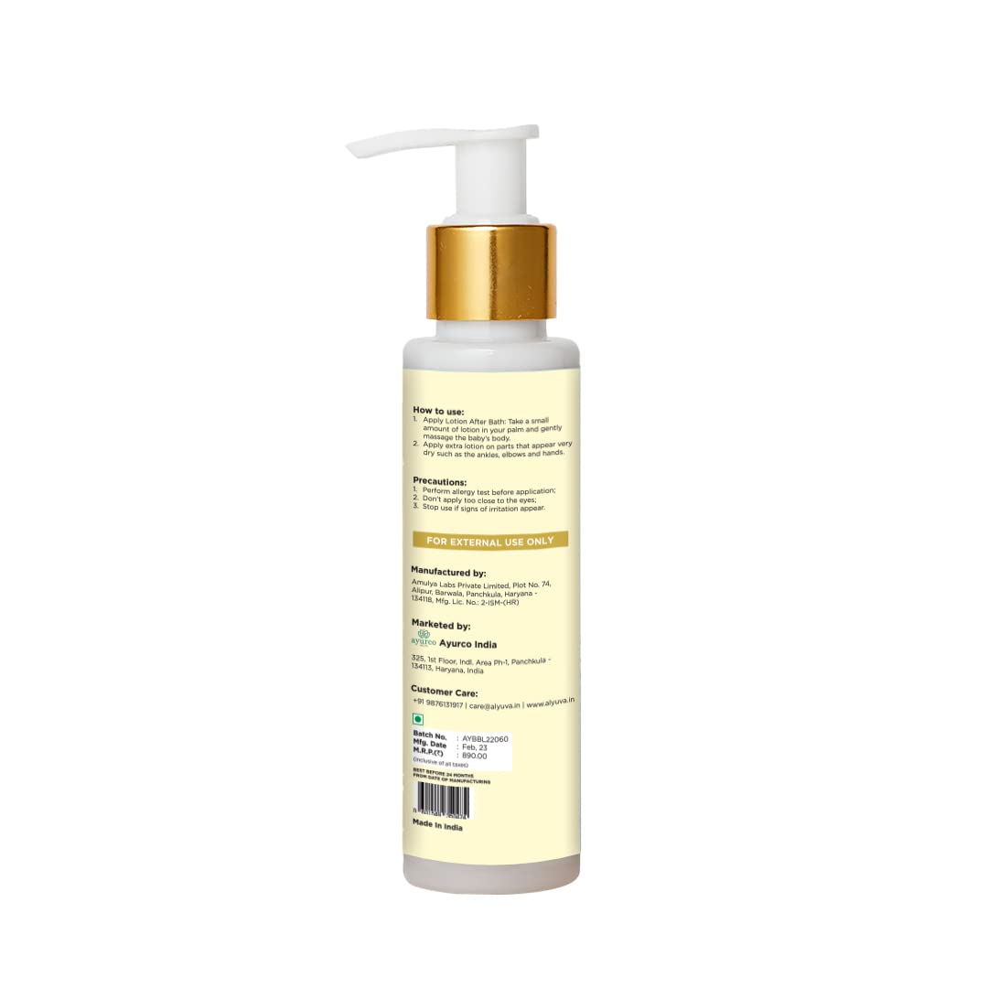 Alyuva Baby Moisturizing Lotion 100ml - Hypoallergenic & Fragrance-Free for Sensitive Skin - Perfect for Daily Baby Care & Newborn Massage