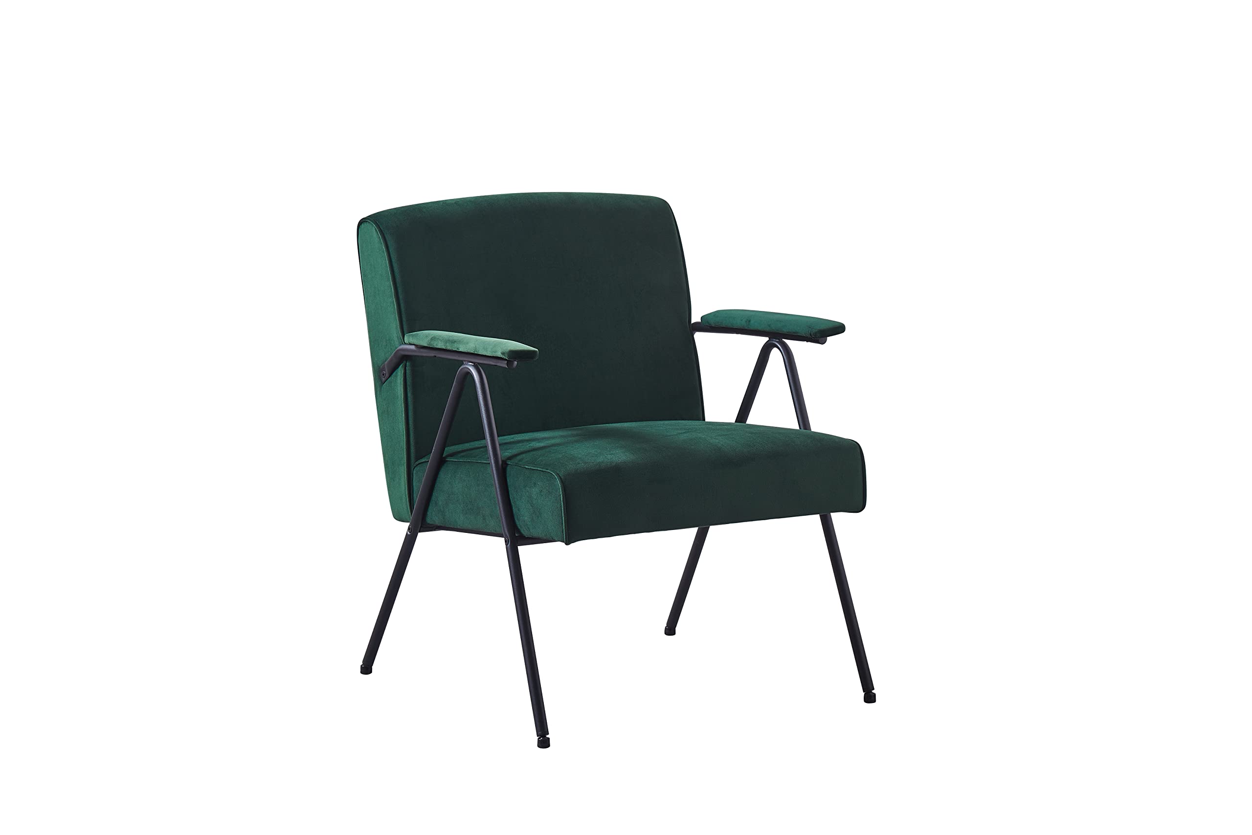 Yoluckea Mid-Century Modern Leisure Chair - Metal Frame Armrest & Feet, Accent Sofa for Living Room & Bedroom - Green | Perfect for Reading Nook, Lounge Area & Small Space Decor