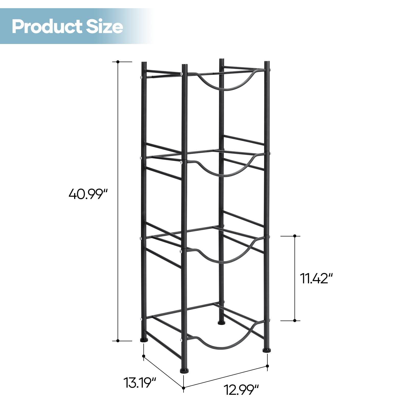 5 Gallon Water Cooler Jug Rack - 4 Tier Detachable Water Bottle Storage Organizer | Heavy Duty Home & Office Water Bottle Holder | Perfect for Kitchen Pantry, Garage, or Workplace Hydration Station