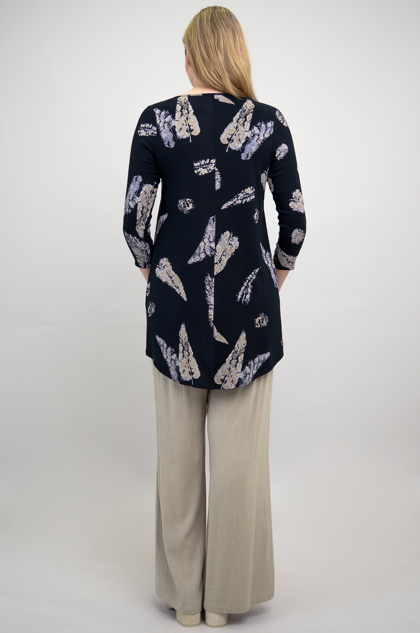 Harper Top with Leaf Shadow Print - Soft Linen Bamboo Fabric - Perfect for Summer Outfits & Casual Wear