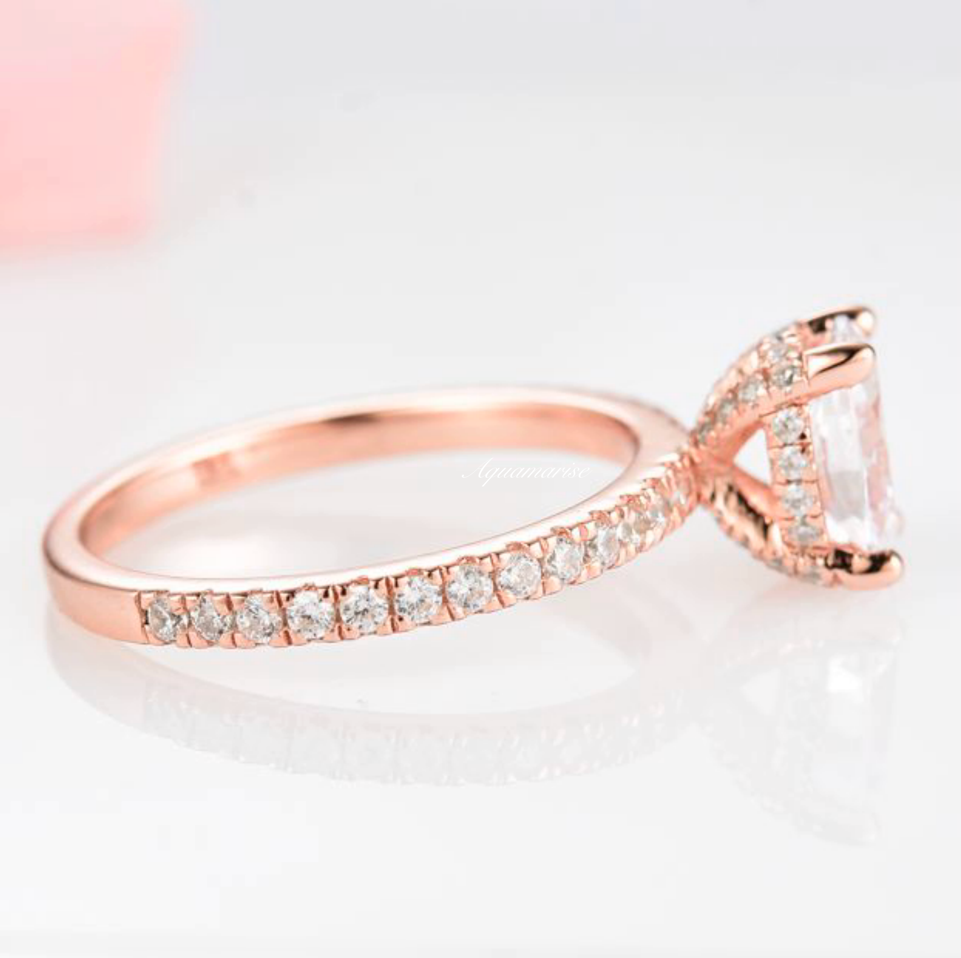Elle Lab Grown Diamond Engagement Ring - 14K Solid Rose Gold Hidden Halo Setting (IGI Certified) | Perfect for Proposals, Anniversaries & Bridal Jewelry