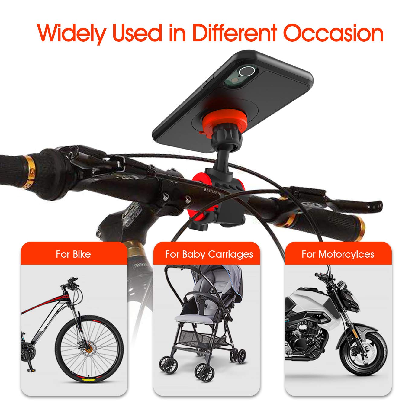 Shockproof Bike Phone Mount Holder for iPhone XR - 360° Rotatable Quick Release Bicycle Phone Holder for Mountain Bike, Road Bike, MTB, eBike Handlebars - Perfect for Cycling, Commuting & Outdoor Adventures