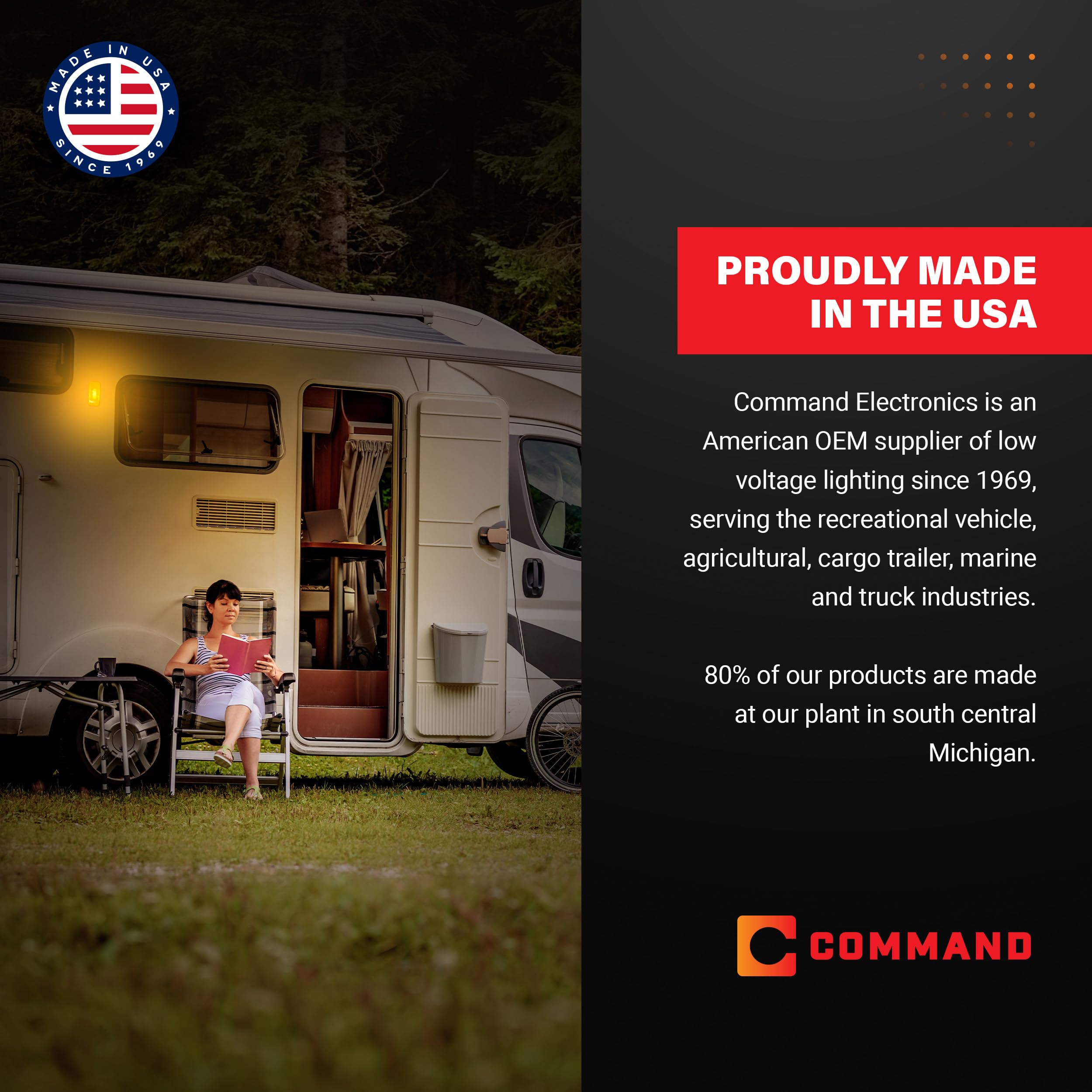 Command Electronics OEM 12V LED RV & Trailer Oval Clearance Light with Built-in Reflex – Surface Mount Amber & Red – 4 Pack – Made in USA – Perfect for RV Trailers, Boats & Truck Safety Lighting