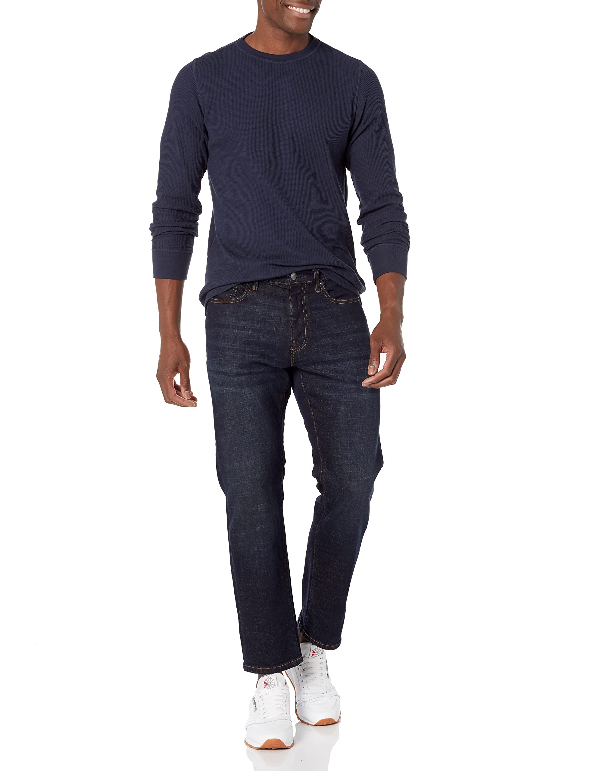 Amazon Essentials Men's Regular-Fit Long-Sleeve Waffle Henley Shirt - Soft Cotton Thermal Top for Casual Wear & Layering in Cool Weather
