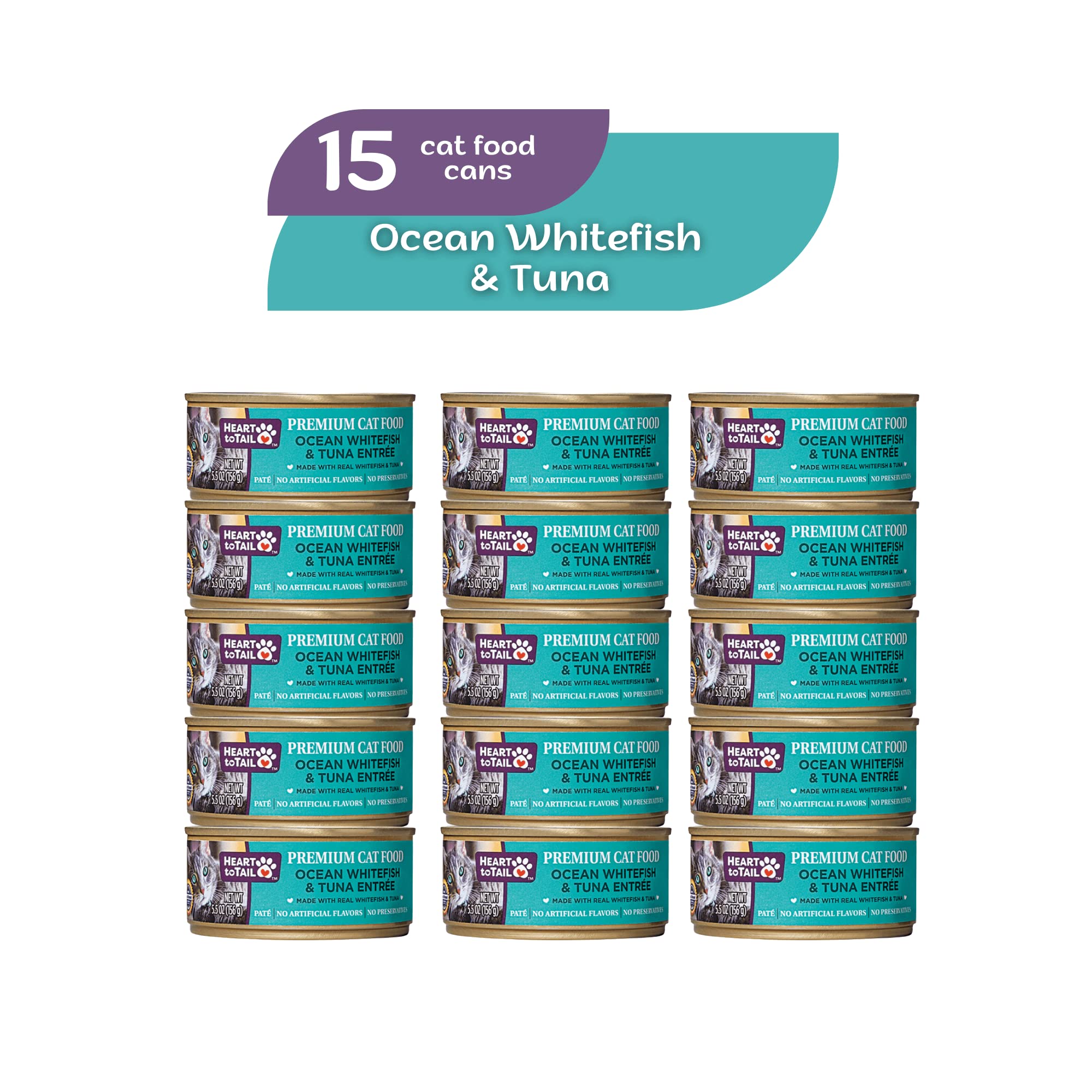 Premium CAT Food 5.5 OZ (15 Pack) Ocean Whitefish & Tuna Entree with Free Squeeze UP (4 UN) - High Protein Wet Cat Food for Adult & Senior Cats - Perfect for Mealtime, Travel & Treat Rewards