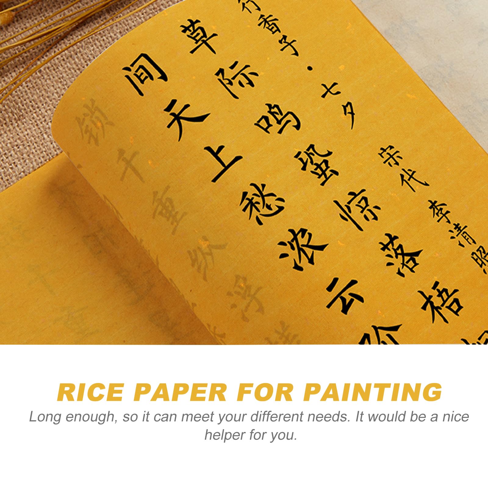 Premium Chinese Xuan Paper for Calligraphy & Painting - 35cm x 20m Yellow Rice Paper, Blank Calligraphy Scrolls, Chunlian/Duilian Paper - Ideal for Brush Writing, Traditional Art, and DIY Spring Festival Couplets