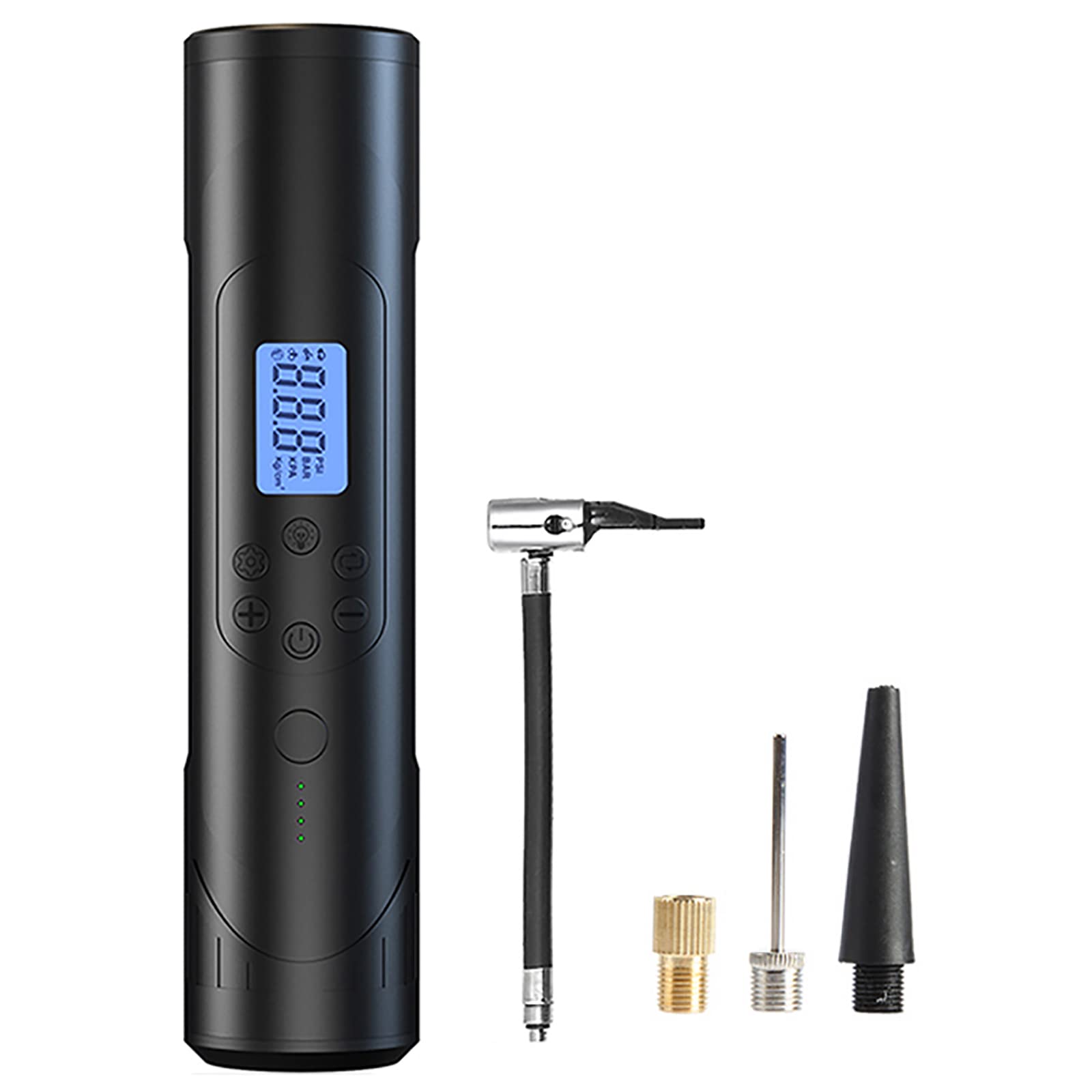 Rechargeable 4500mAh Digital Battery Air Pump with Adjustable Camping Lantern - 3 Nozzle Electric Inflator for Bicycle, Motorcycle, Football, Basketball - Perfect for Camping, Travel & Emergency Use