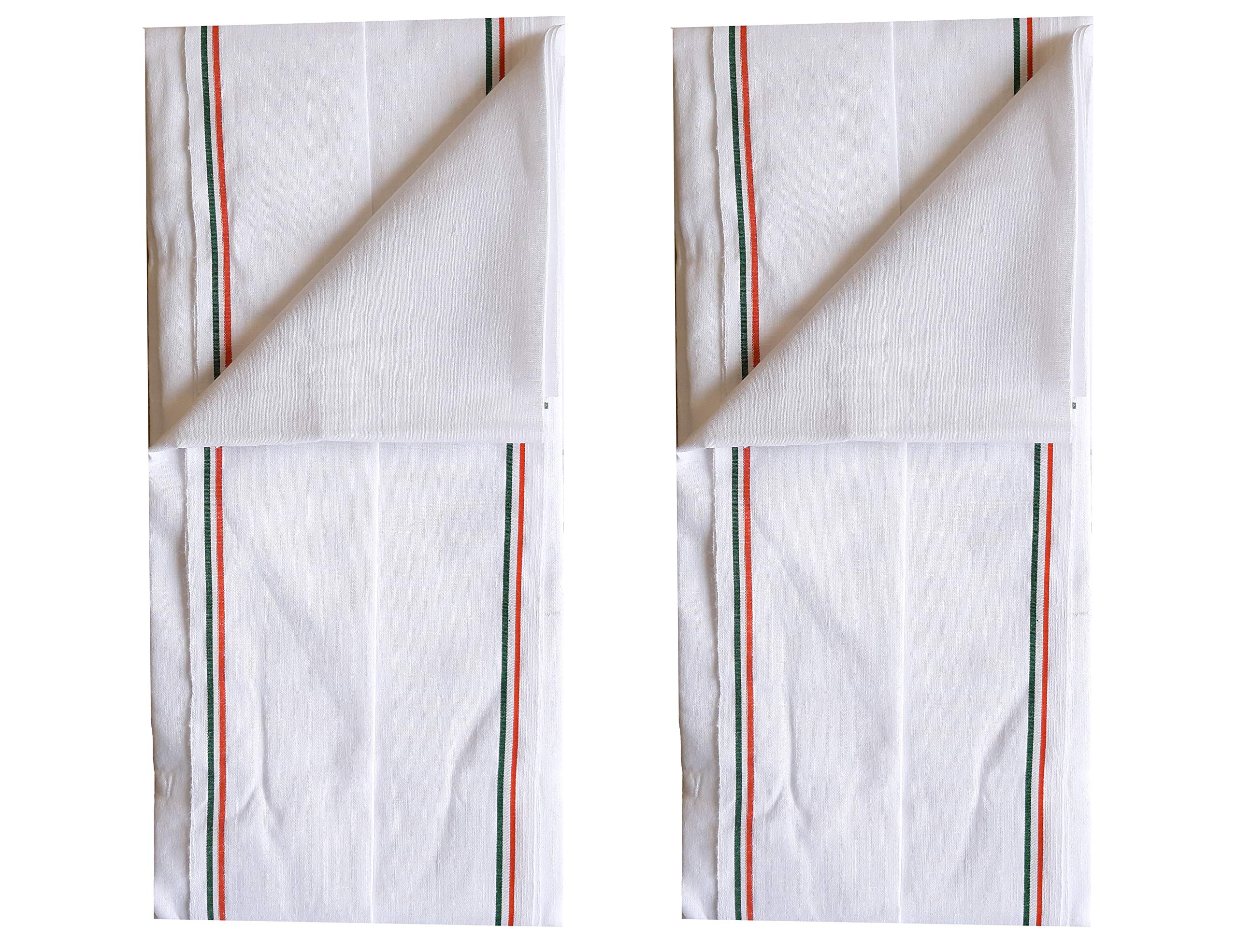 CLUZE 100% Pure Cotton Super Soft Gamcha Towel for Men - Traditional Bengal Suti Gamosa (2-Pack, White) | Perfect for Gym, Travel & Daily Use