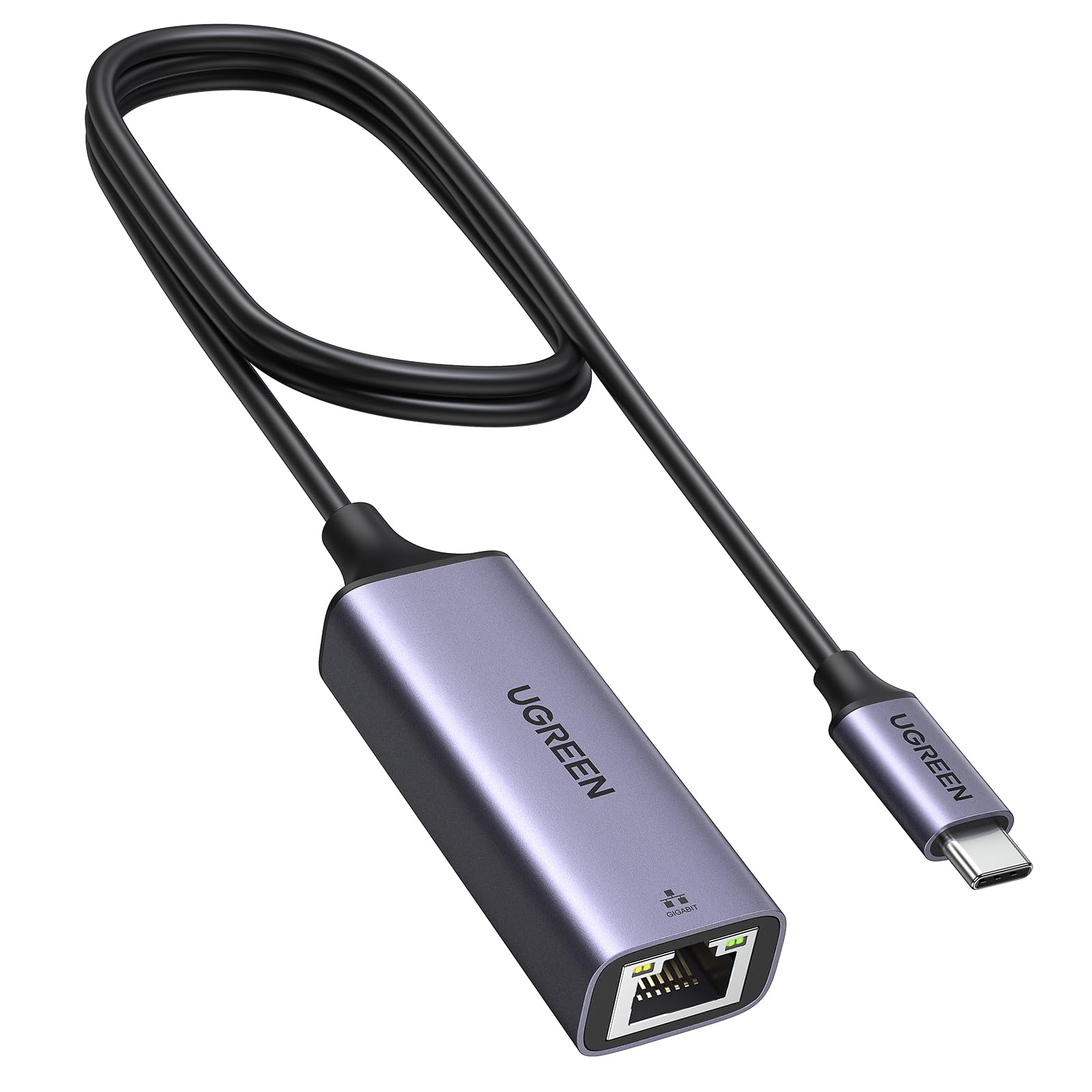 UGREEN USB C to Ethernet Adapter 1.6FT - Gigabit RJ45 to USB 3.0 Type-C Thunderbolt 3 LAN Network Dongle - Compatible with MacBook Pro, iPad Pro, Dell XPS, Surface Pro - Fast Wired Internet for Home Office, Gaming & Video Conferencing