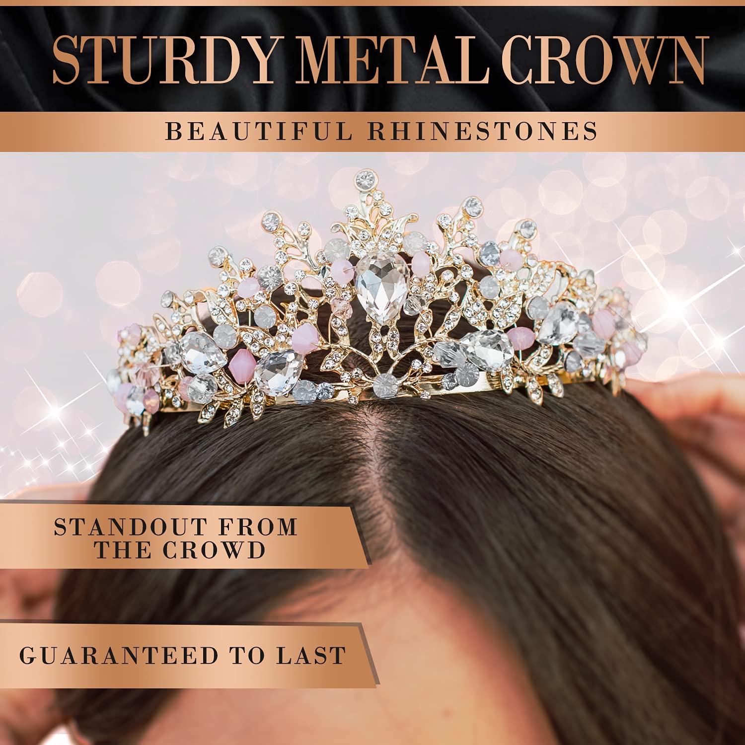 Zipoka Birthday Queen Sash & Tiara Set for Women - Elegant Rhinestone Crown, Earrings & Rose Gold Birthday Accessories - Perfect for Bachelorette Parties, Birthdays & Special Celebrations
