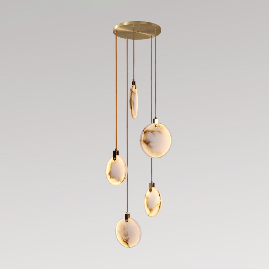 Elegant Harvest Alabaster Pendant Lamp - Natural Stone Lighting Fixture for Dining Room, Bedroom & Living Room Decor