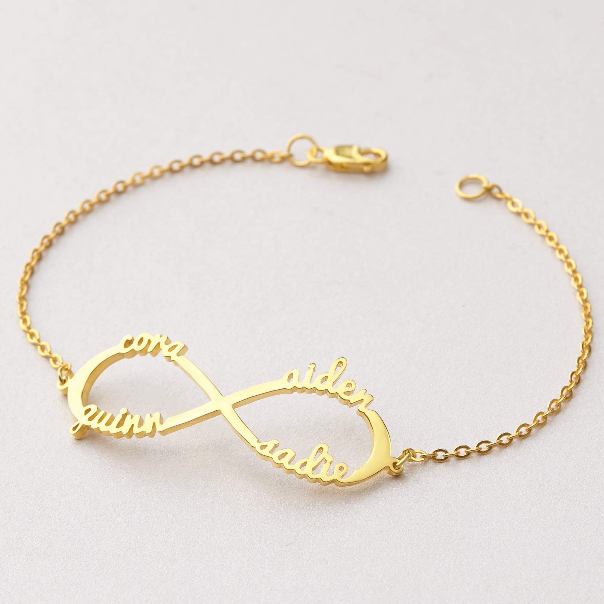 New Mom Bracelet - Personalized Sterling Silver & 18K Gold Plated Mother's Jewelry with Kids Name - First Baby Gift for Mother, Mother Daughter Bracelet, Birthday Gift for Mom - Perfect for Mother's Day, Baby Shower & Special Occasions