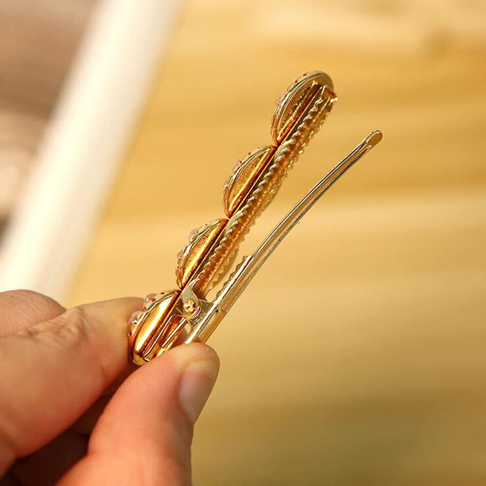 12Pcs Rhinestone Alligator Hair Clips | Round Crystal Hairpins & Barrettes for Women & Girls | Wedding, Party & Daily Hair Accessories