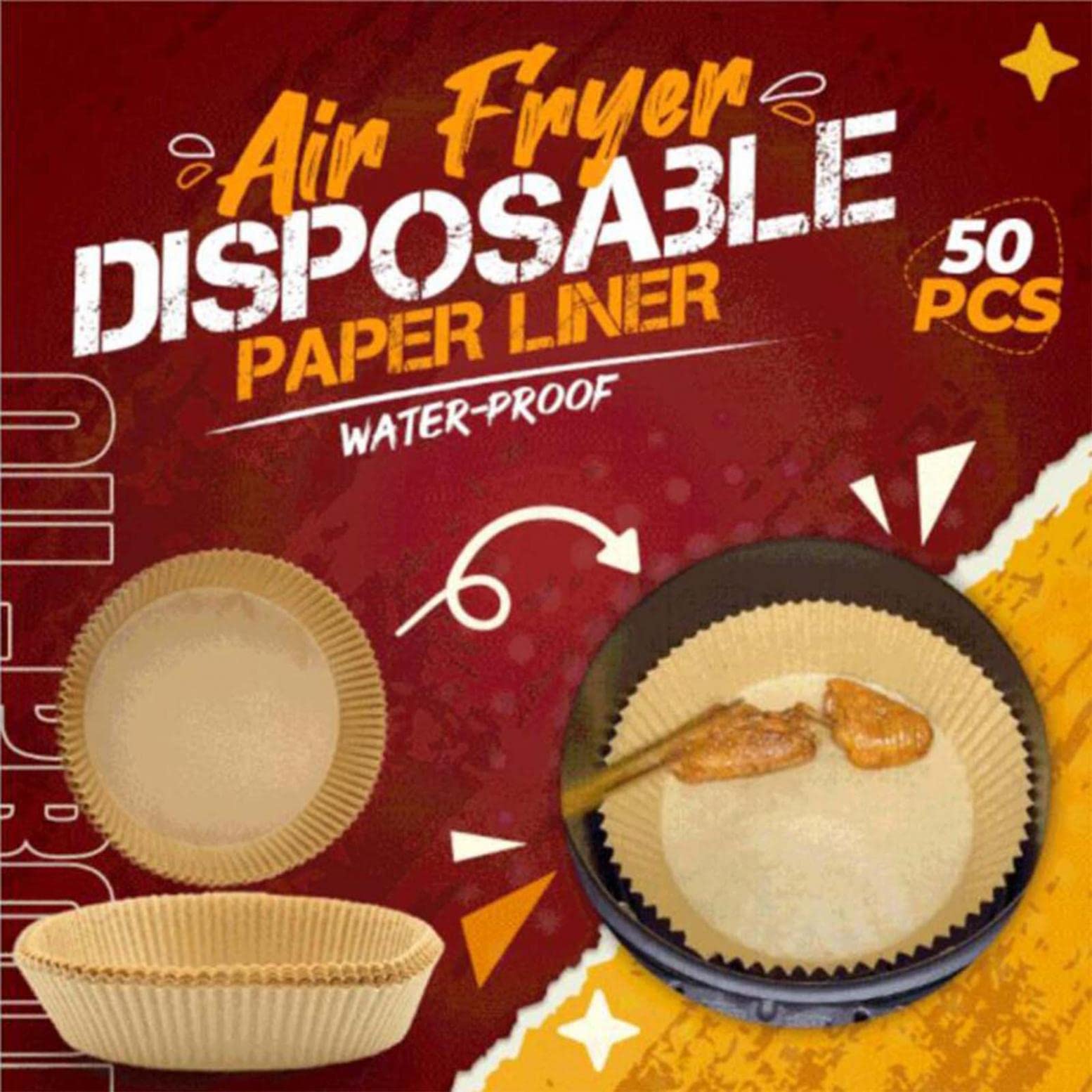 Non-Stick Air Fryer Disposable Paper Liners - 50PCS 6.3