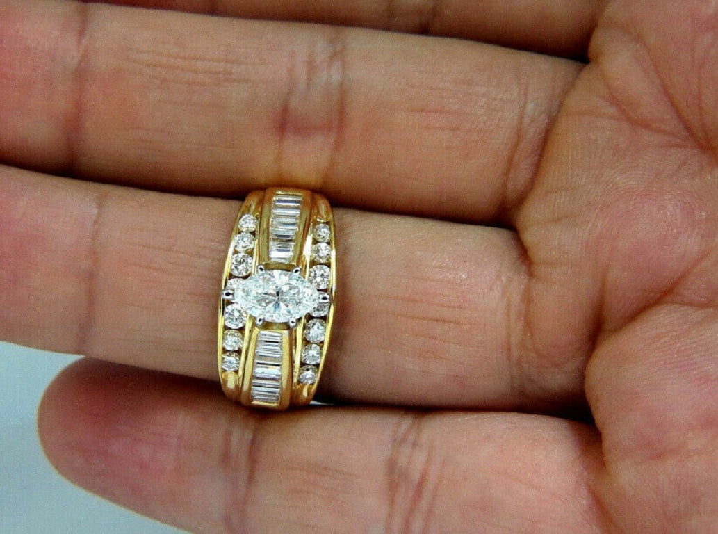 0.73ct Natural Marquise Diamond Engagement Ring in 14K Gold - Elegant Cathedral Setting for Weddings & Proposals