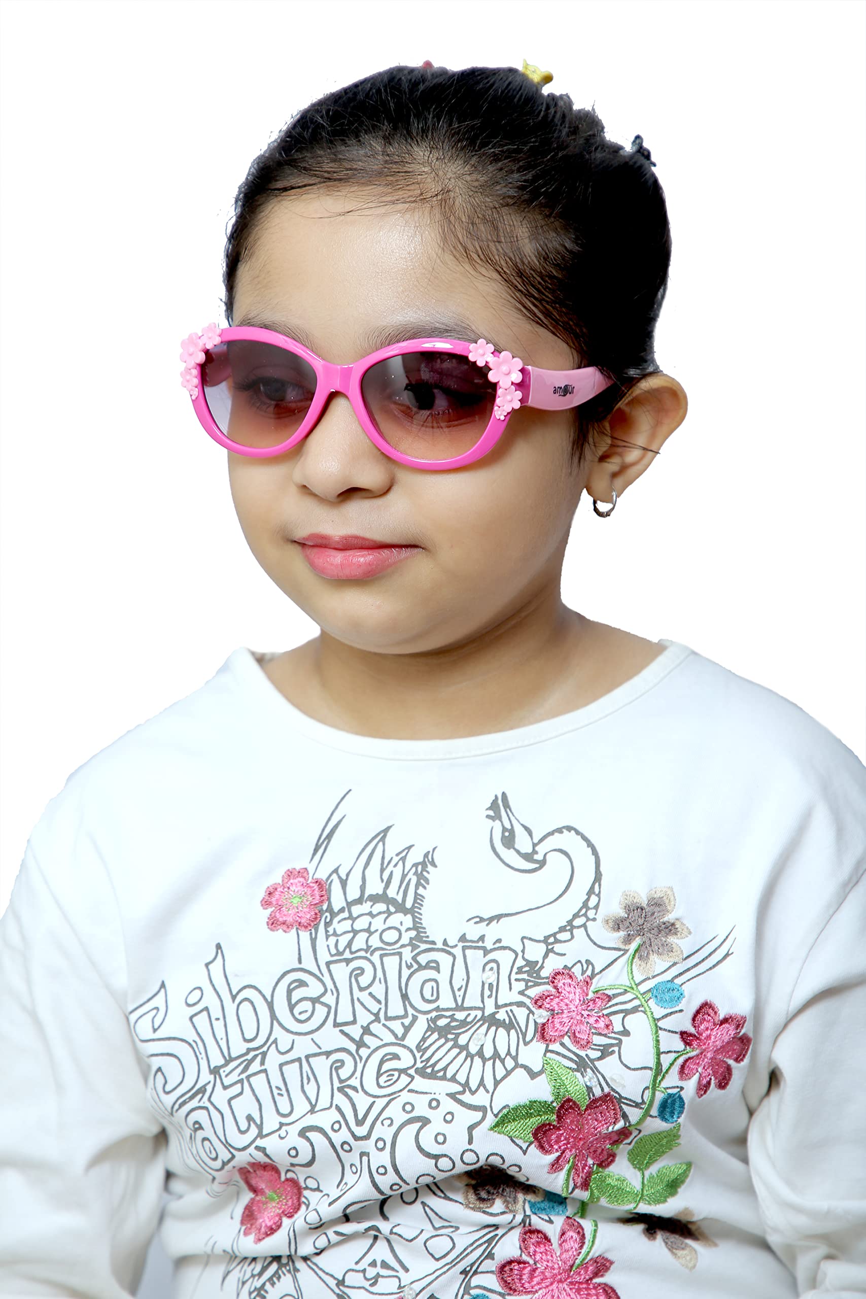 Amour Baby Girls Oval Sunglasses - UV Protection, 1 Pair with Case & Cleaning Cloth for Toddler Outdoor Play, Beach & Travel