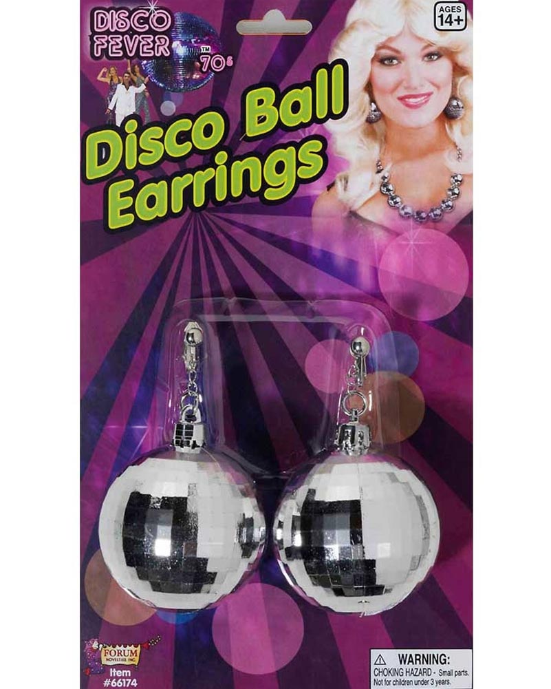 70s Disco Ball Clip-On Earrings for Women - Vintage Retro Party Accessories - Perfect for Halloween, Costume Parties & Dance Events