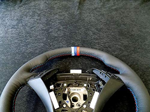 Premium Italian Latte Leather Steering Wheel Cover for BMW 5-Series 2003-2007 - Custom Fit, Black Stitching | Luxury Car Accessory for Enhanced Grip & Comfort During Driving