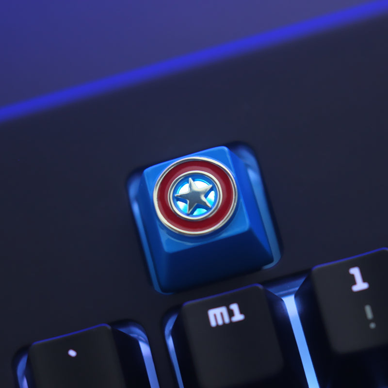 Marvel Avengers Captain America Mechanical Keyboard - Zinc Aluminum Metal Keycaps for Gaming & Typing | Perfect for MCU Fans & PC Enthusiasts