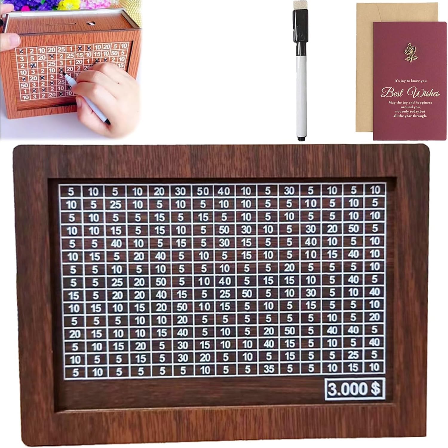 Wooden Cash Vault Savings Box with Digital Counter - 10000 Dollar Goal Money Saver for Kids & Adults (Light Brown) | Perfect for Piggy Bank Replacement, Birthday Gifts, and Financial Education