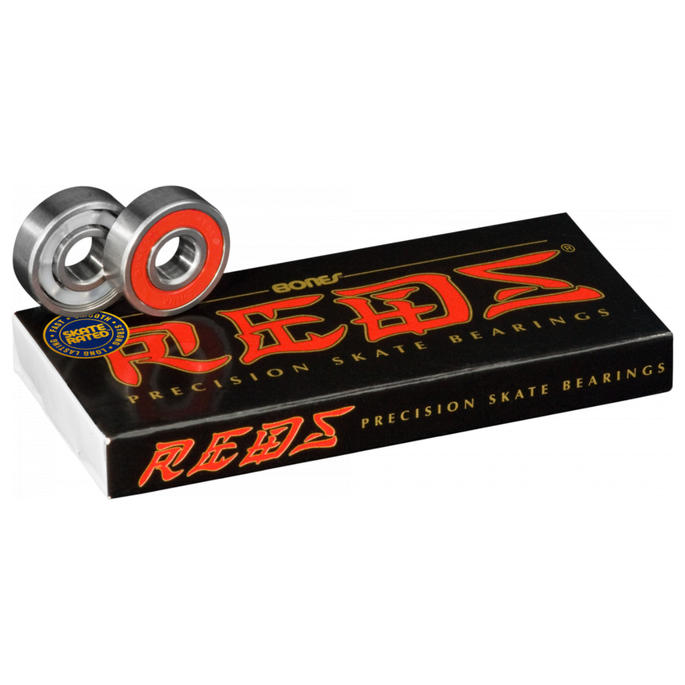 Bones Reds Skateboard Bearings - 8 Pack Precision Bearings for Smooth & Fast Riding - Perfect for Street, Park & Vert Skateboarding