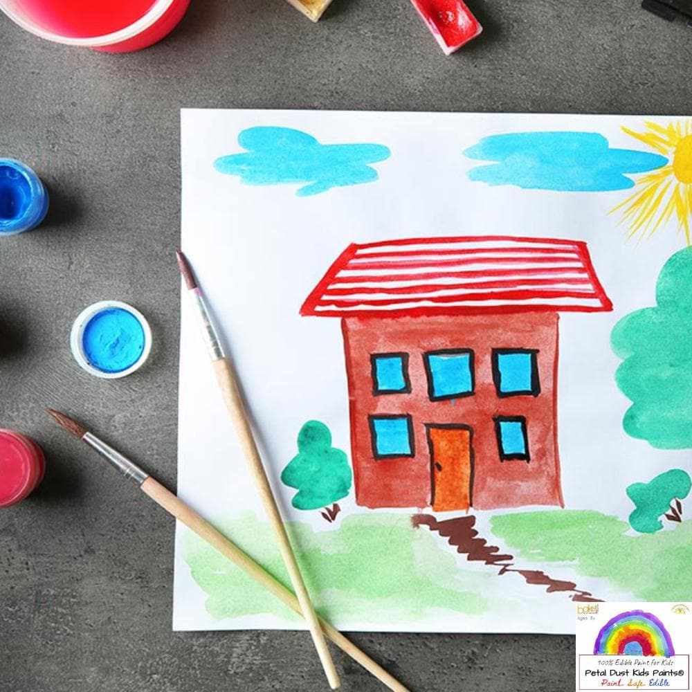 Non-Toxic Edible Kids Paint Set - 6 Vibrant Colors for Toddlers & Children | Safe for Finger Painting, Arts & Crafts, Birthday Parties & Classroom Activities